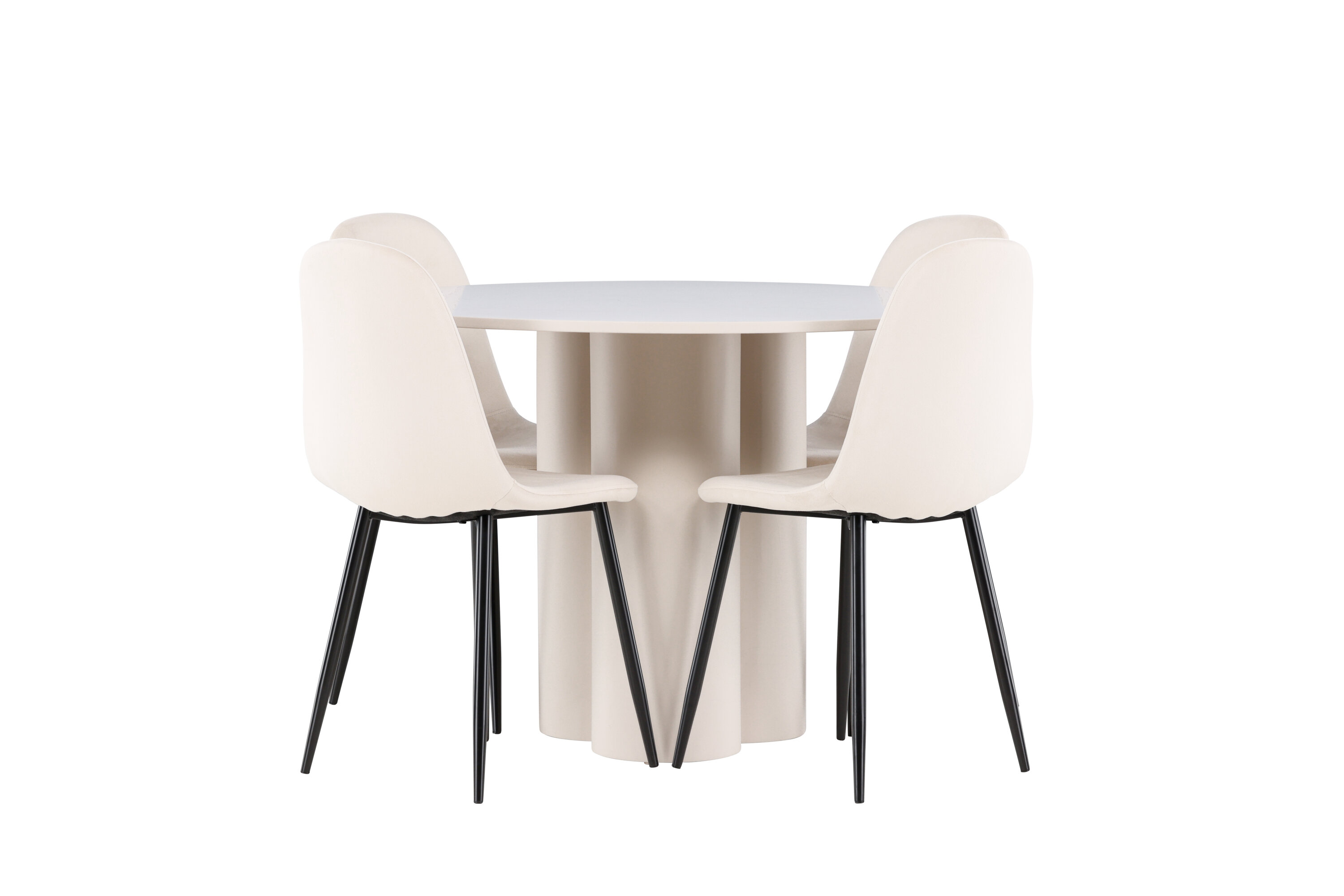 Olivia, Polar ensemble repas rond beige, noir sur fond clair