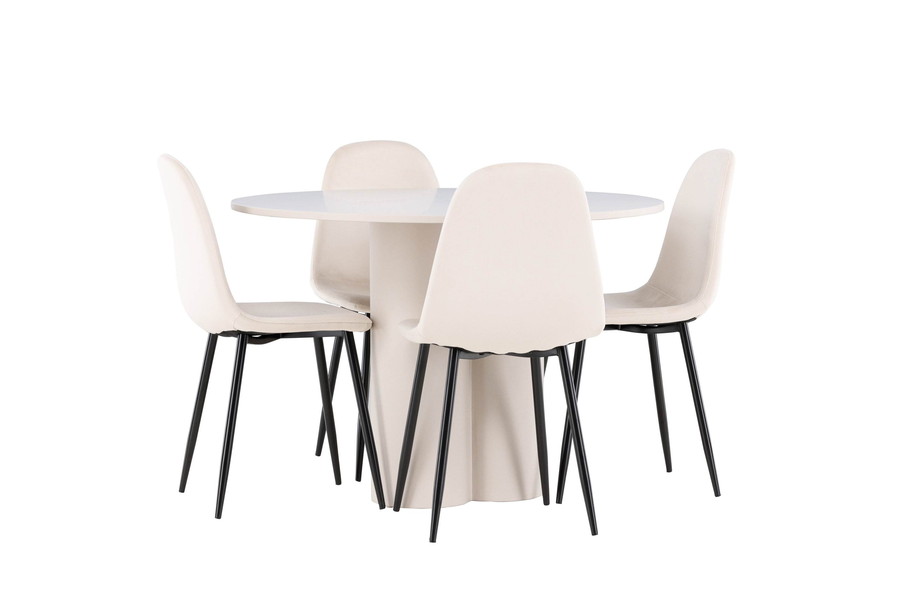 Olivia, Polar ensemble repas rond beige, noir sur fond clair