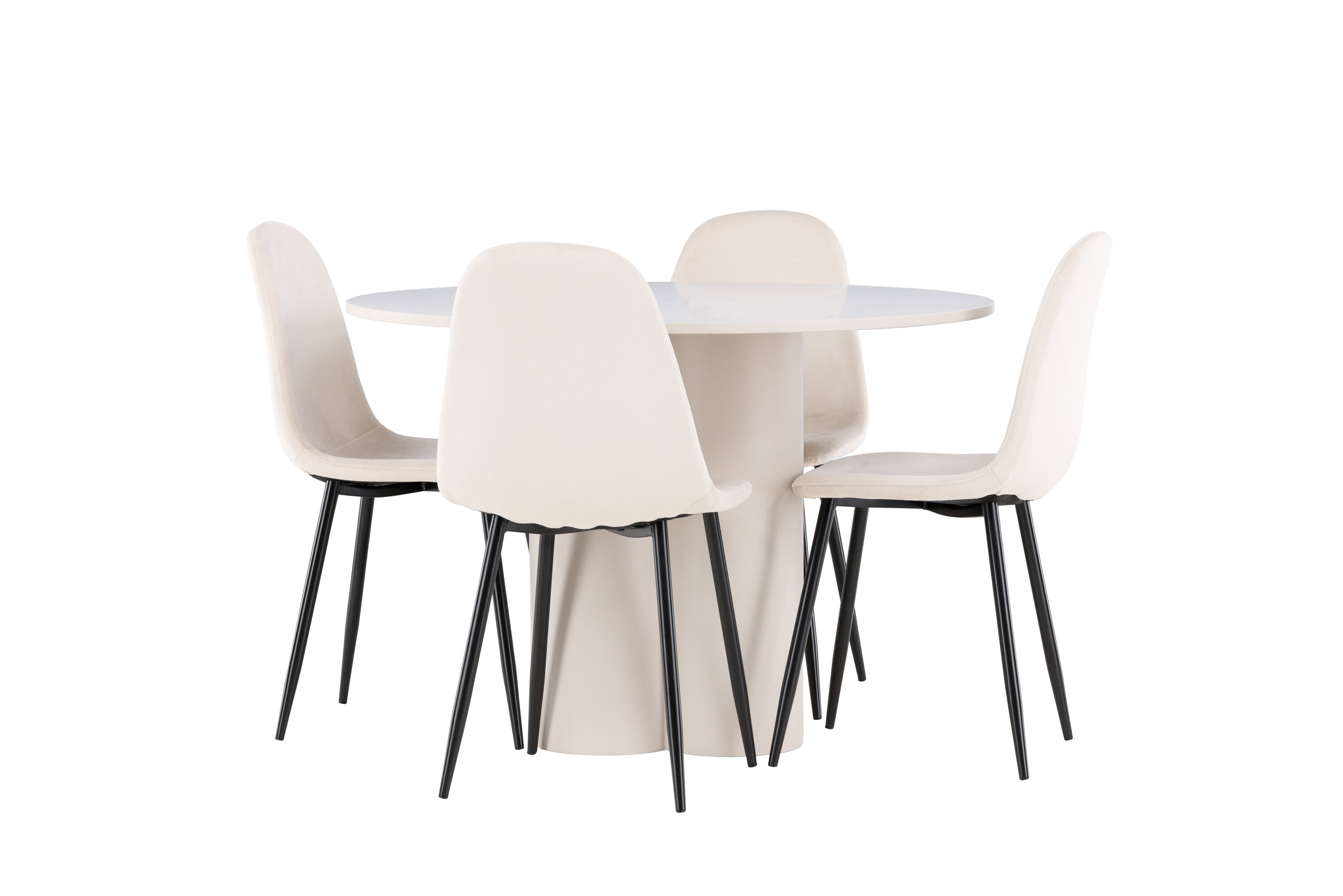 Olivia, Polar ensemble repas rond beige, noir sur fond clair