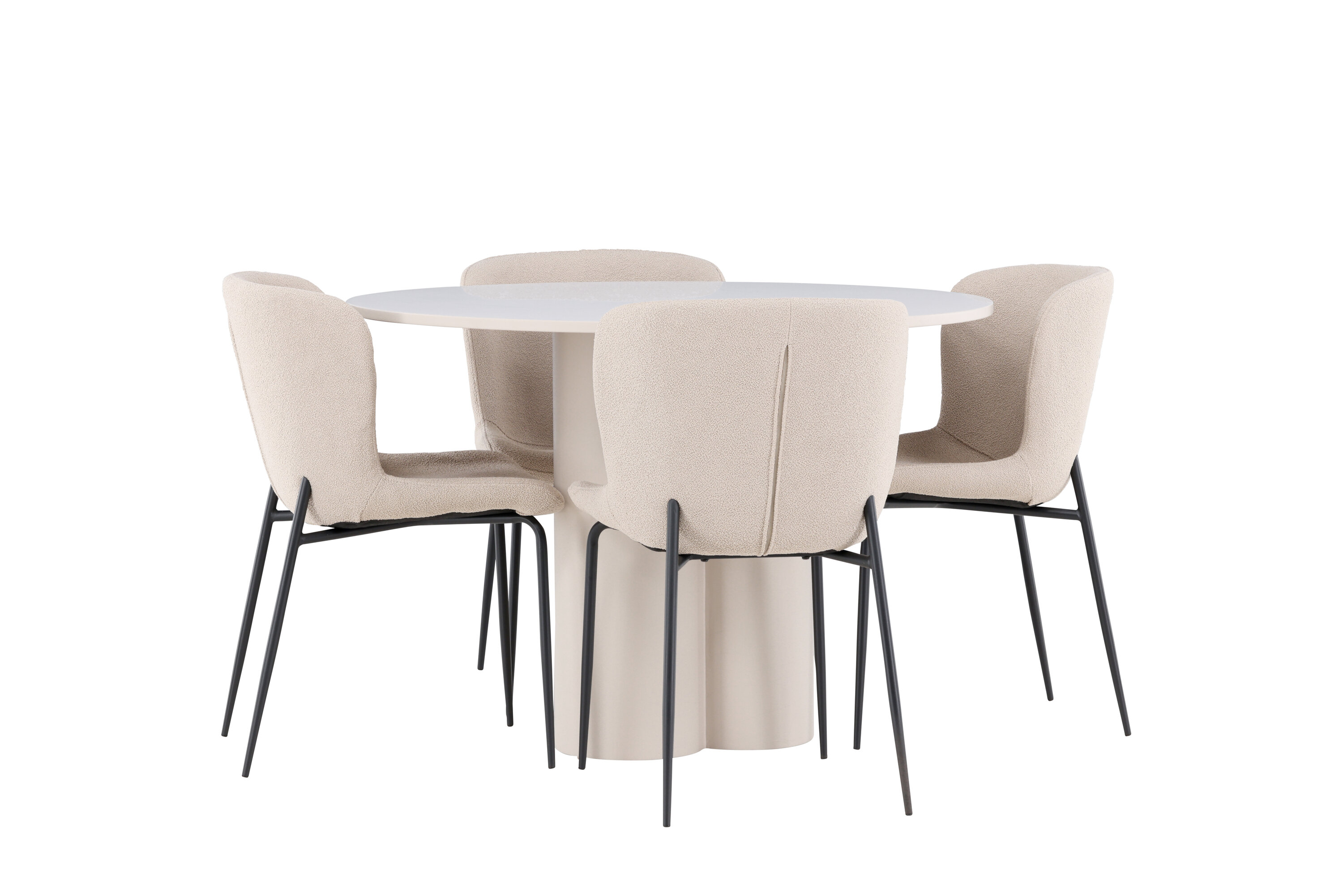 Olivia, Modesto ensemble repas rond beige, noir sur fond clair