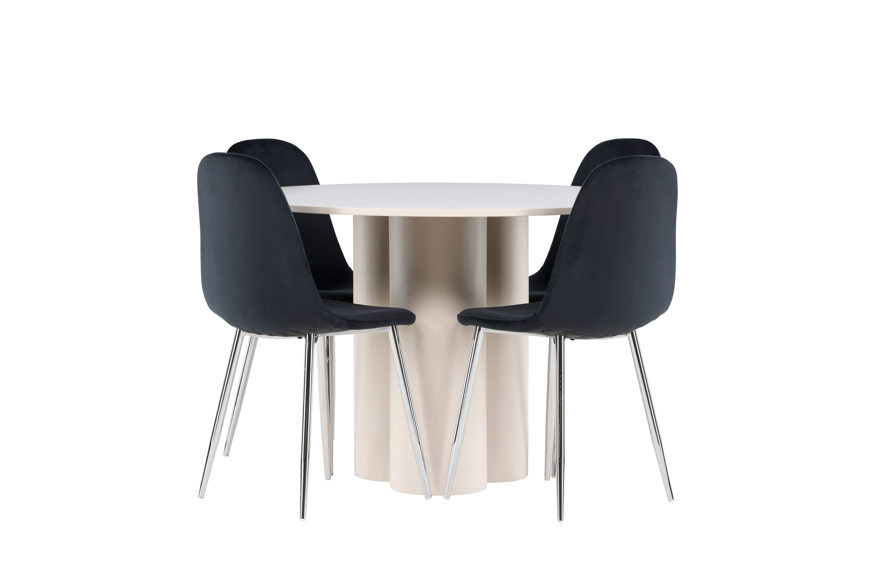 Olivia, Polar ensemble repas rond beige, noir, argenté sur fond clair