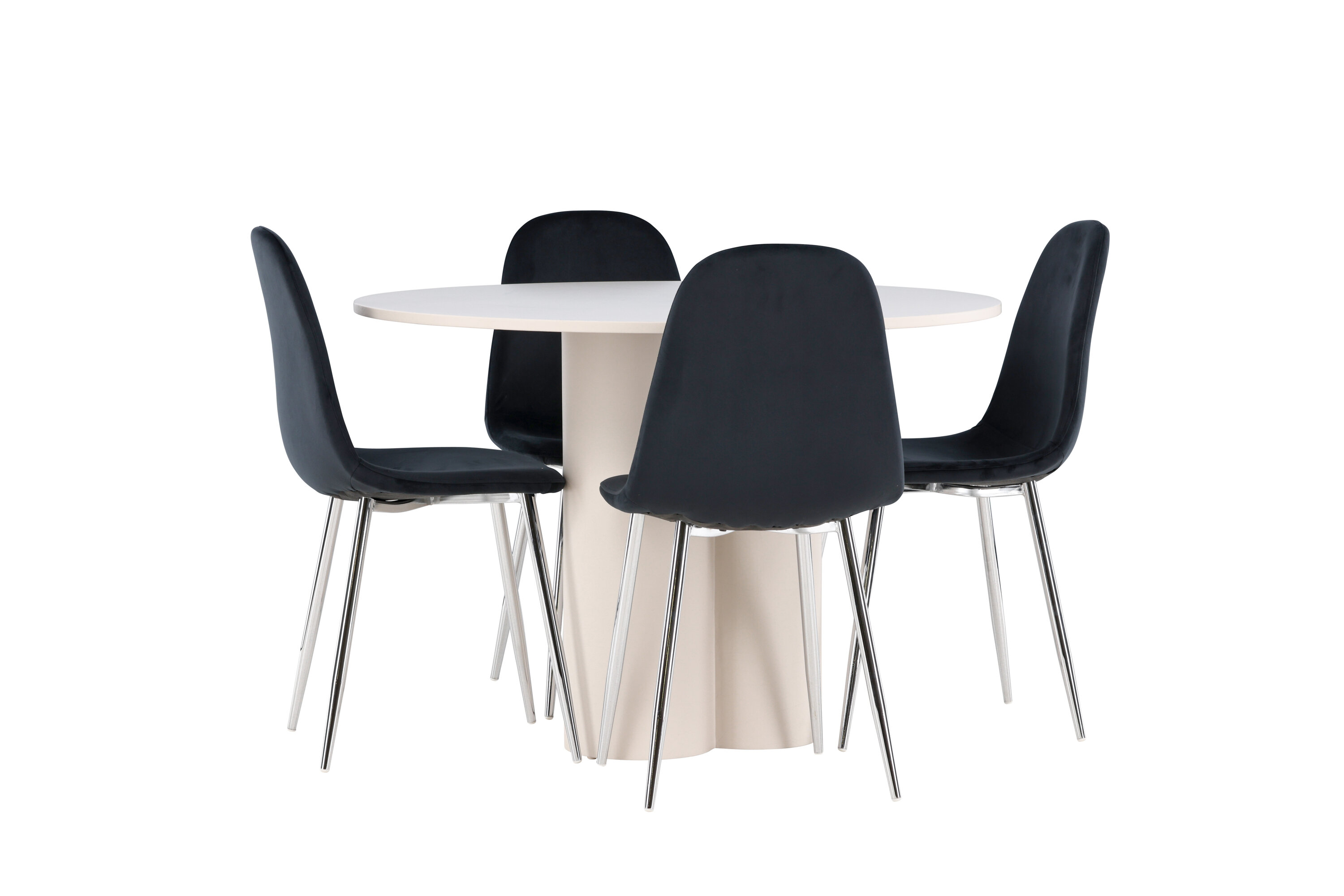 Olivia, Polar ensemble repas rond beige, noir, argenté sur fond clair