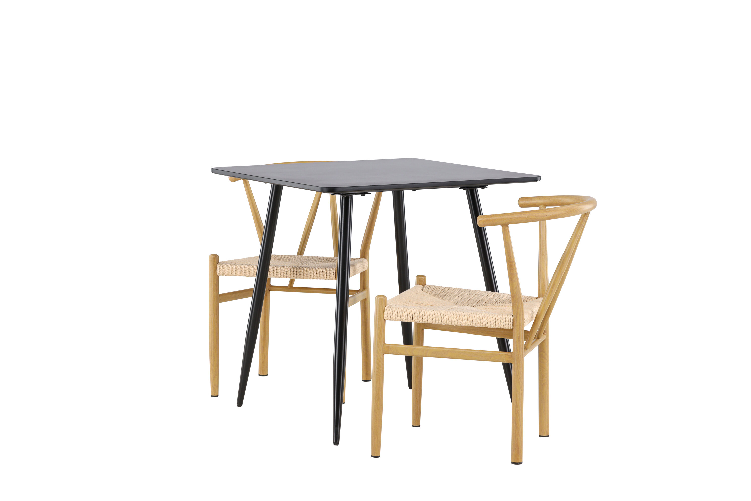 Polar, Alfons ensemble repas rectangulaire noir, naturel, beige sur fond clair