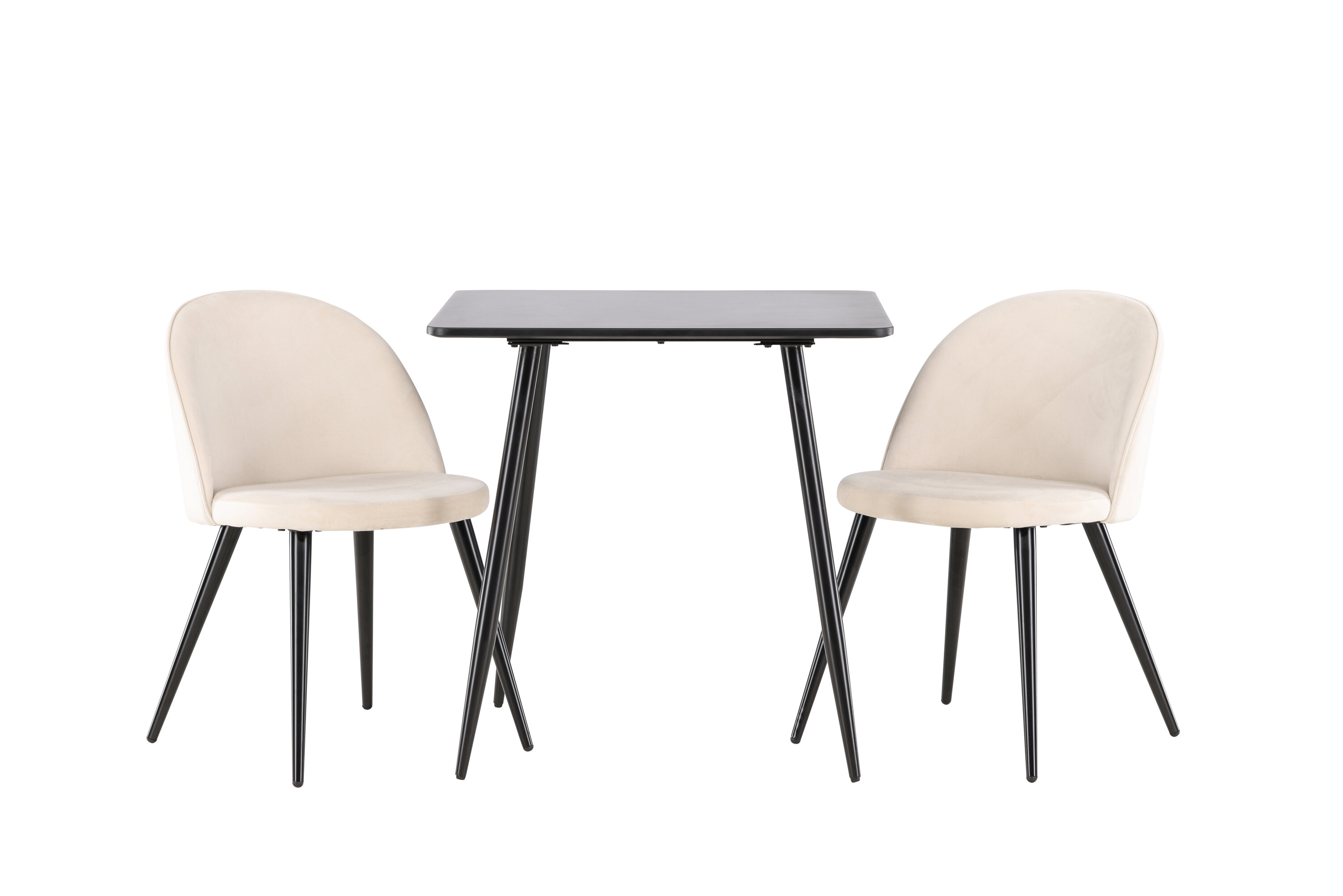 Polar, Velvet ensemble repas rectangulaire noir, beige sur fond clair