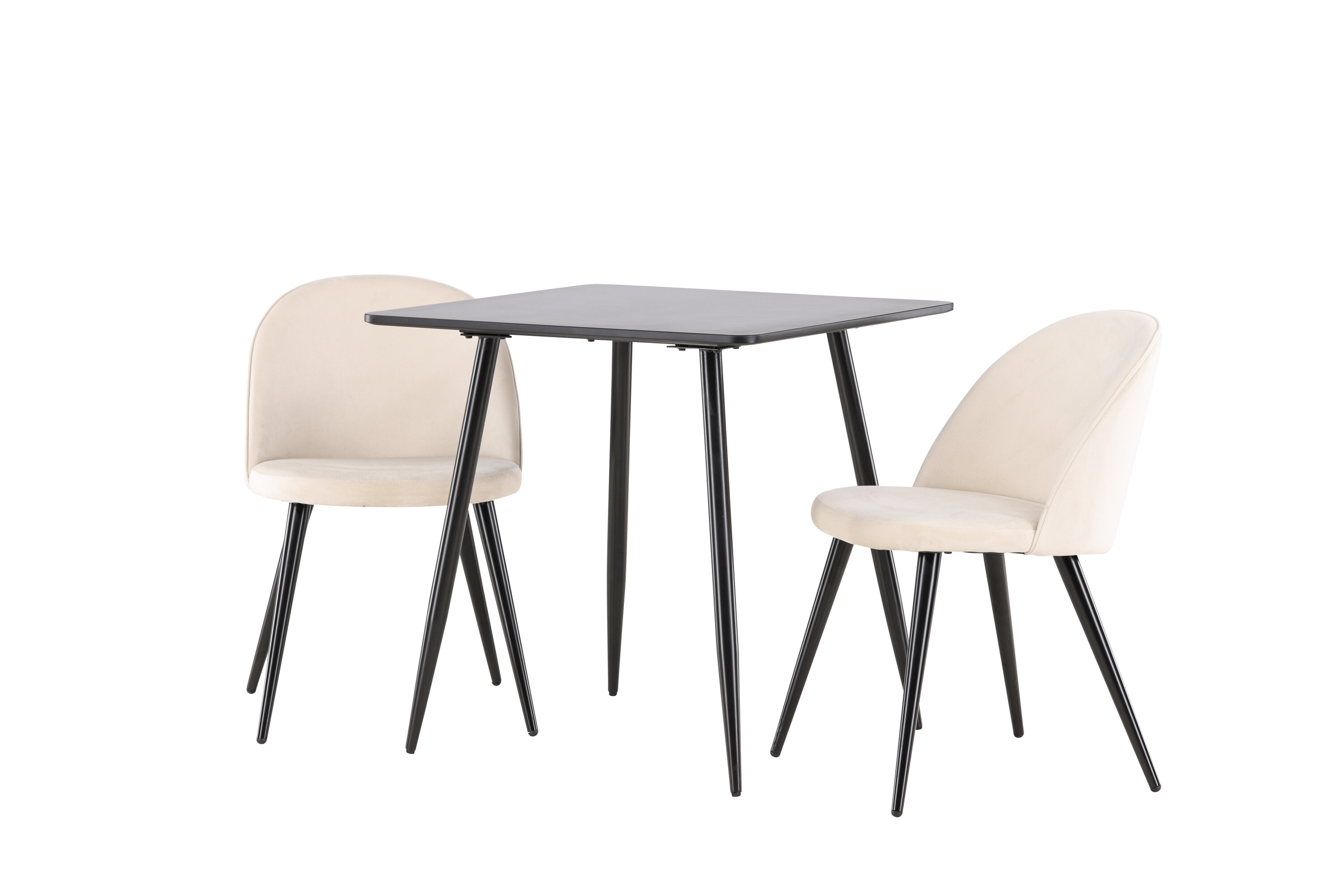 Polar, Velvet ensemble repas rectangulaire noir, beige sur fond clair