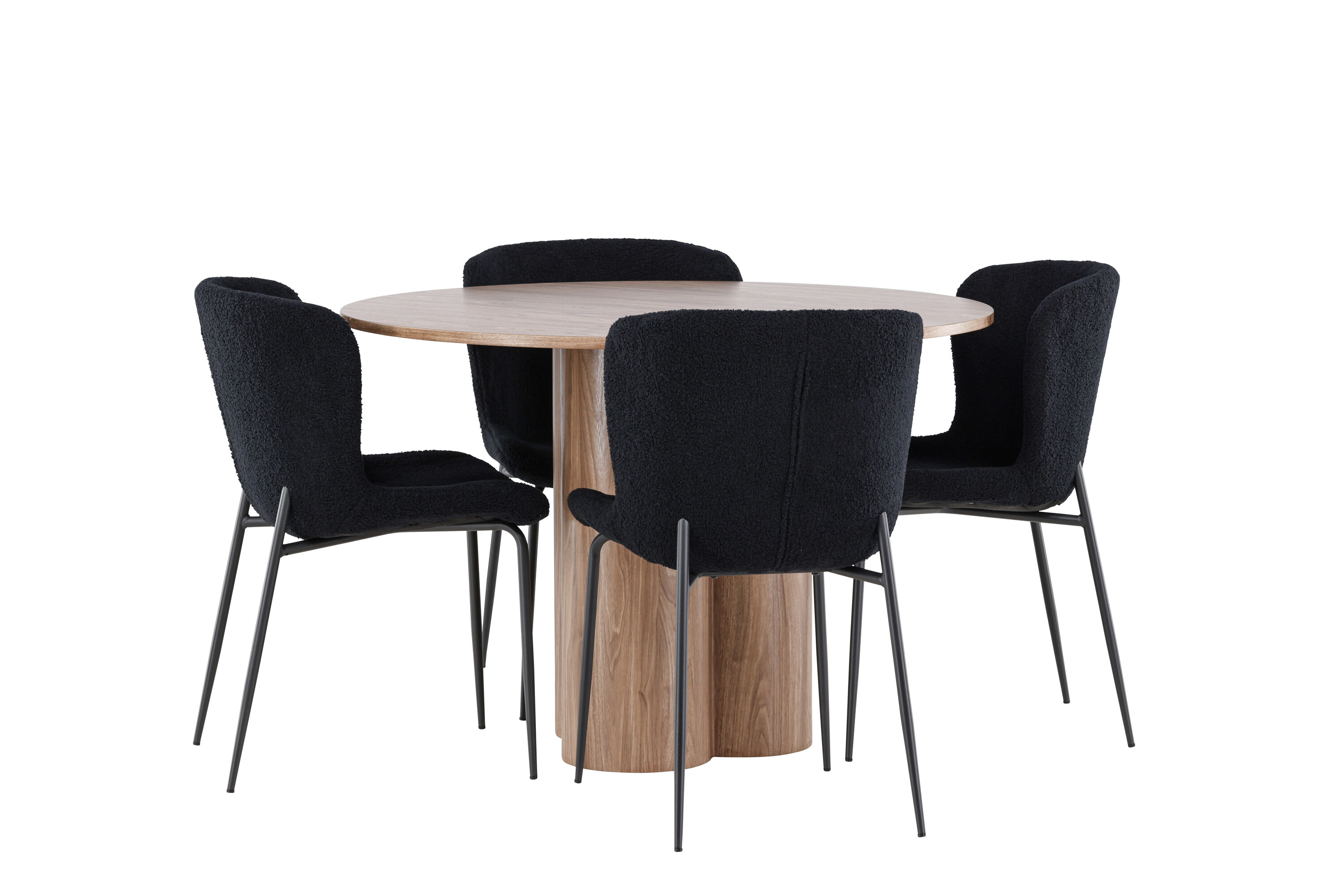 Olivia, Modesto ensemble repas rond marron, noir sur fond clair