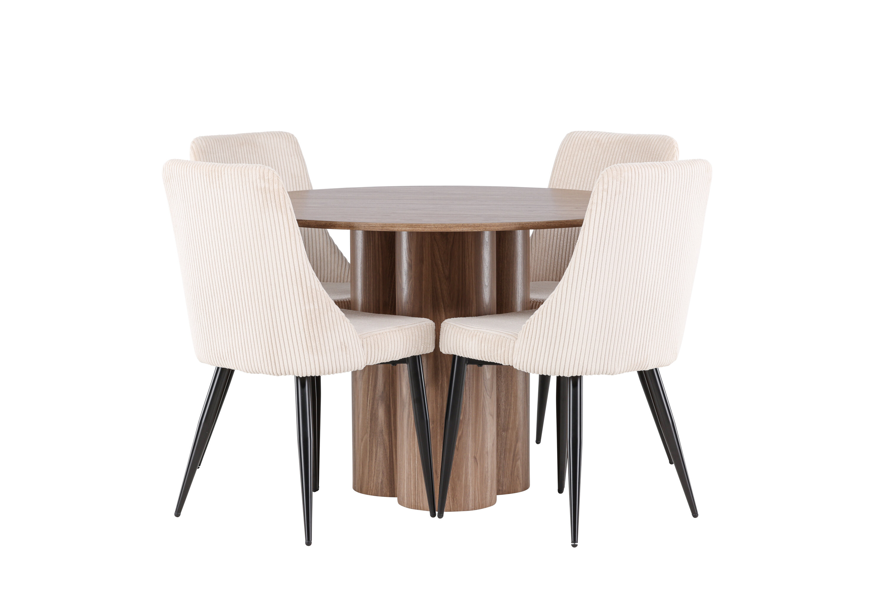 Olivia, Leone ensemble repas rond marron, beige, noir sur fond clair