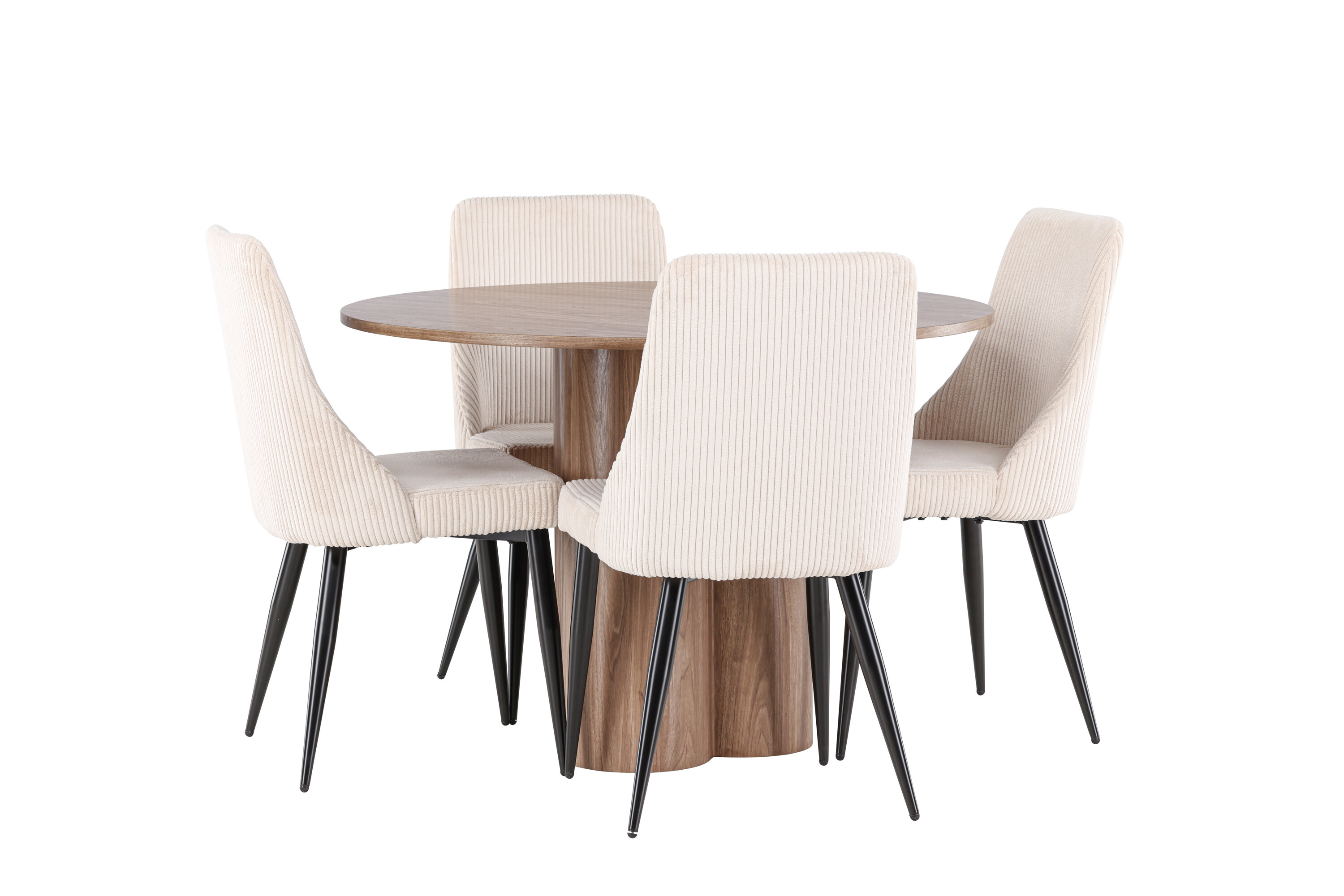 Olivia, Leone ensemble repas rond marron, beige, noir sur fond clair