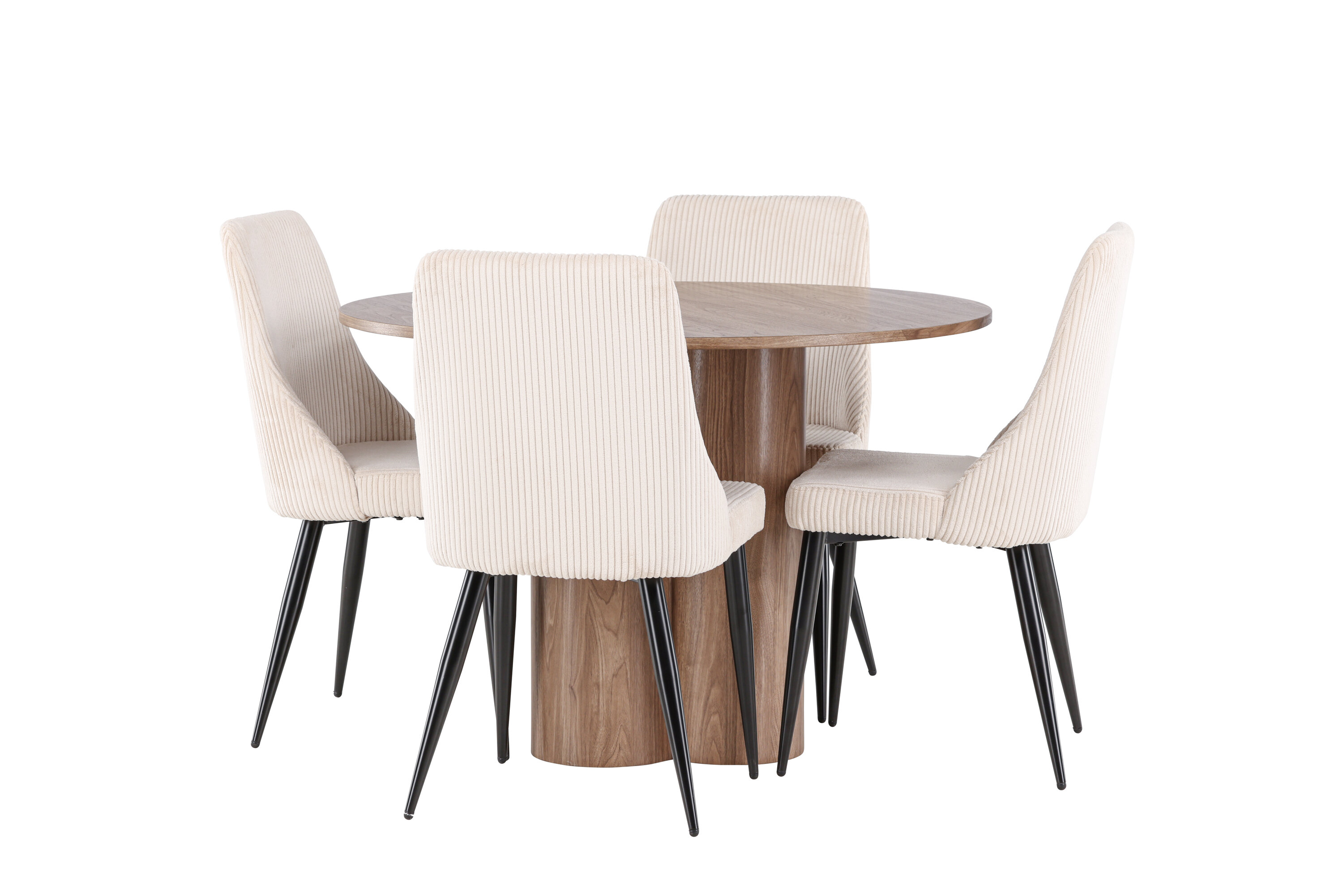 Olivia, Leone ensemble repas rond marron, beige, noir sur fond clair