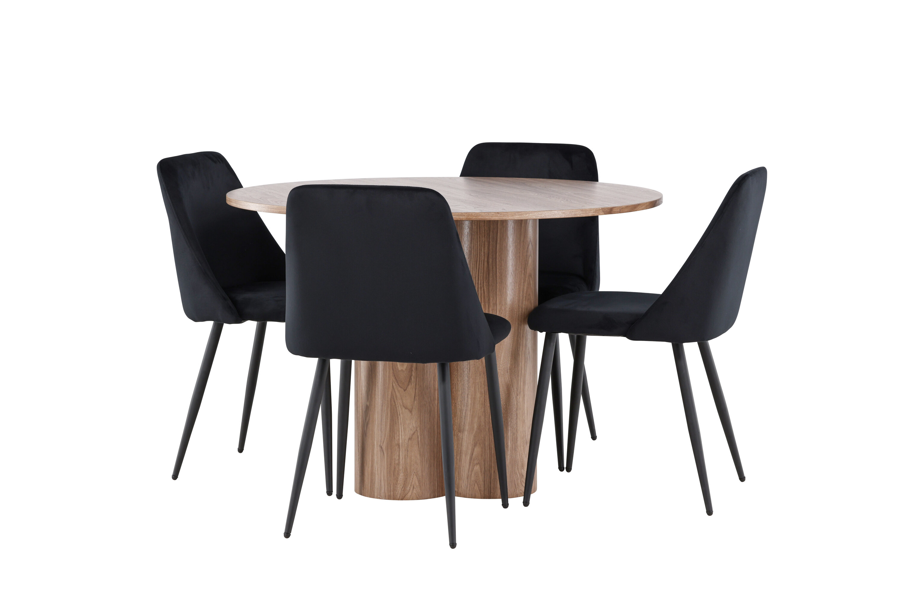 Olivia, Night ensemble repas rond marron, noir sur fond clair