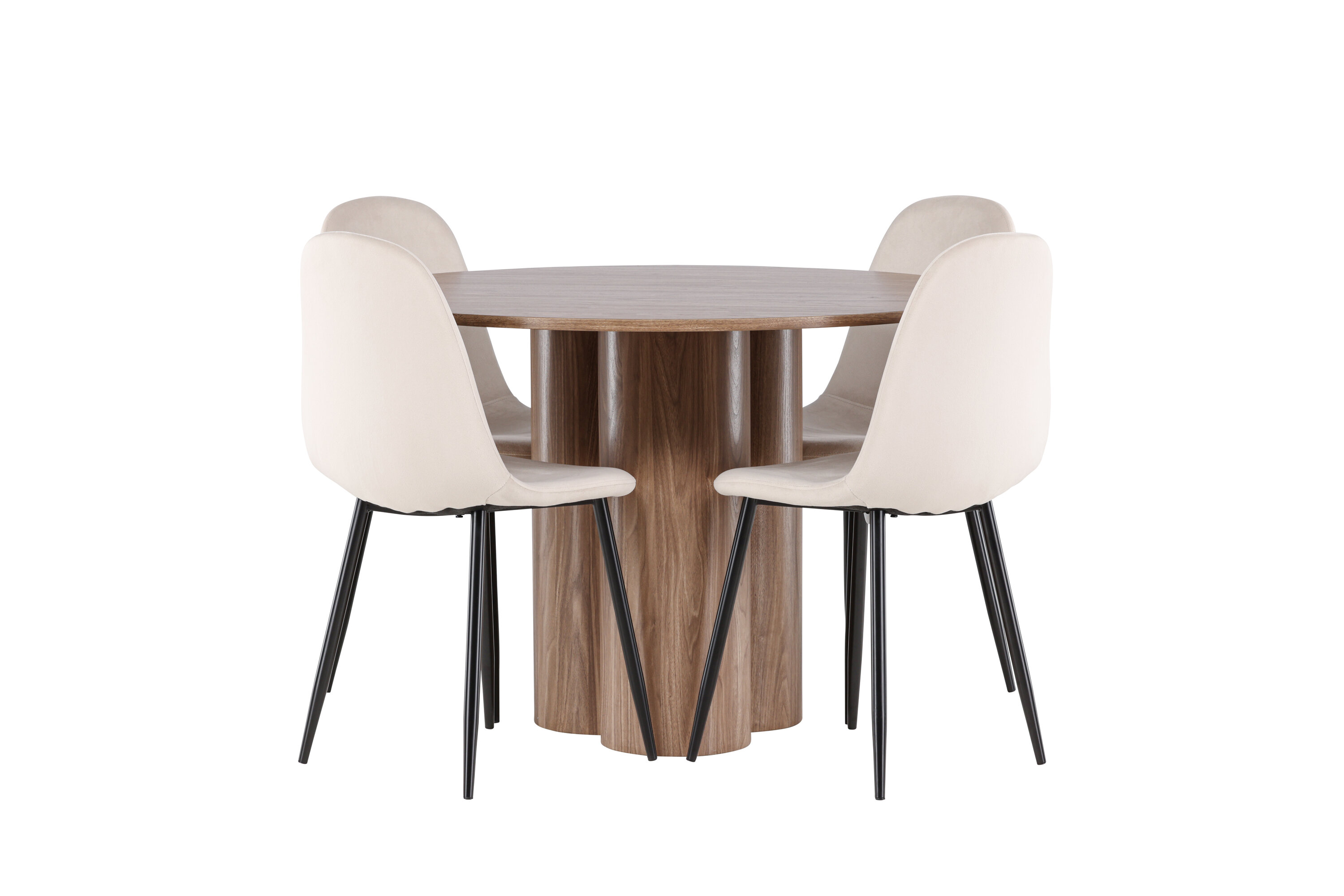 Olivia, Polar ensemble repas rond marron, beige, noir sur fond clair