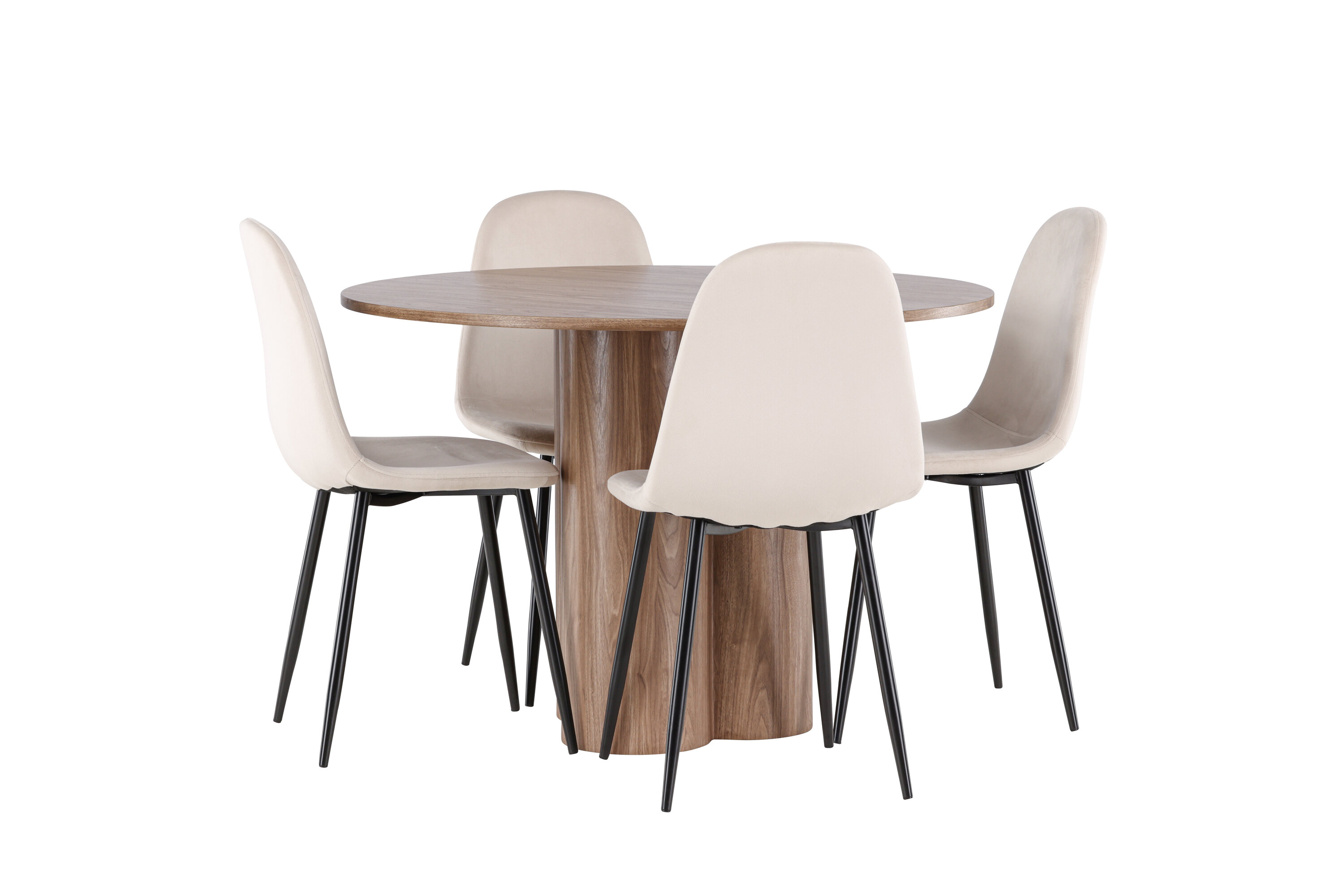 Olivia, Polar ensemble repas rond marron, beige, noir sur fond clair