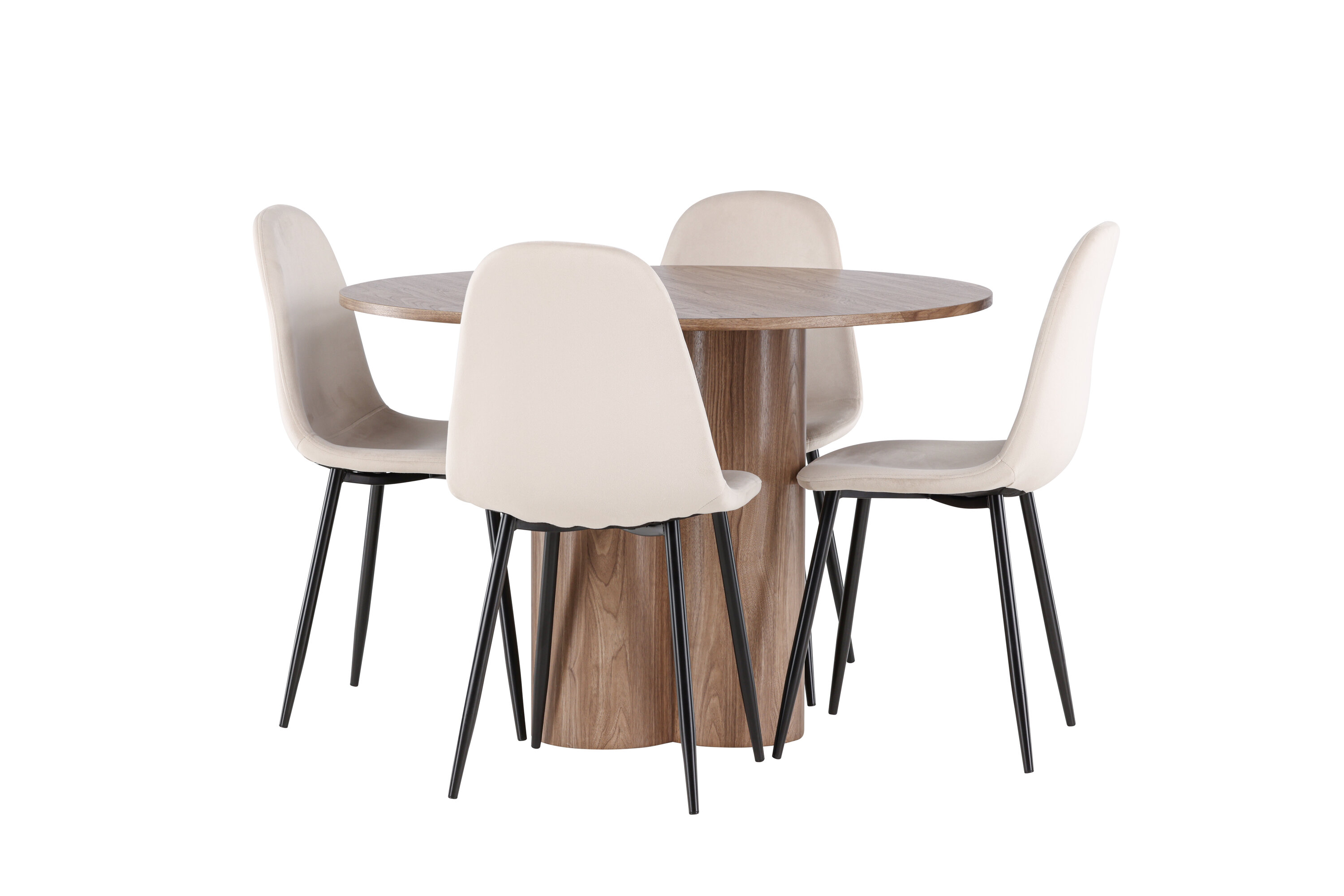 Olivia, Polar ensemble repas rond marron, beige, noir sur fond clair