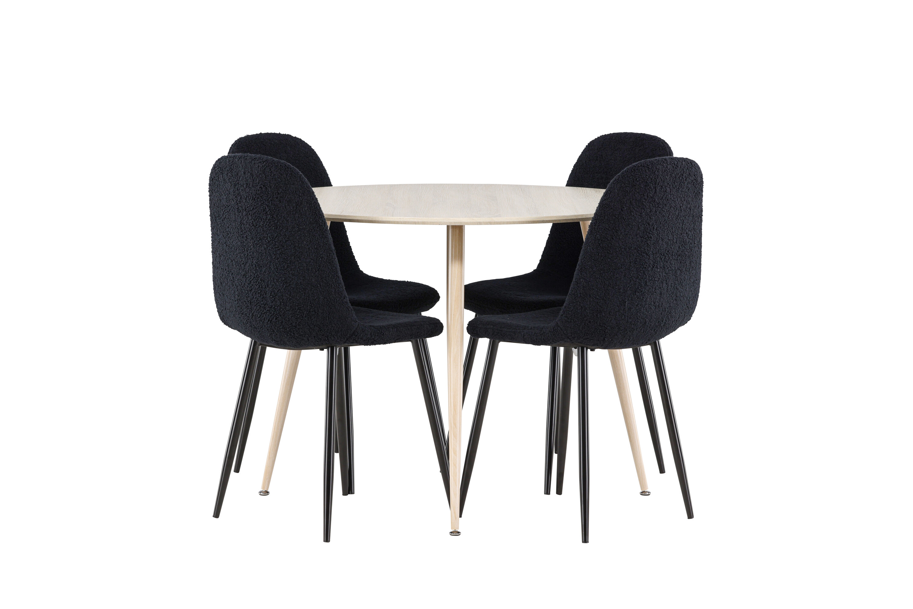 Plaza, Polar ensemble repas rond blanchi, noir sur fond clair