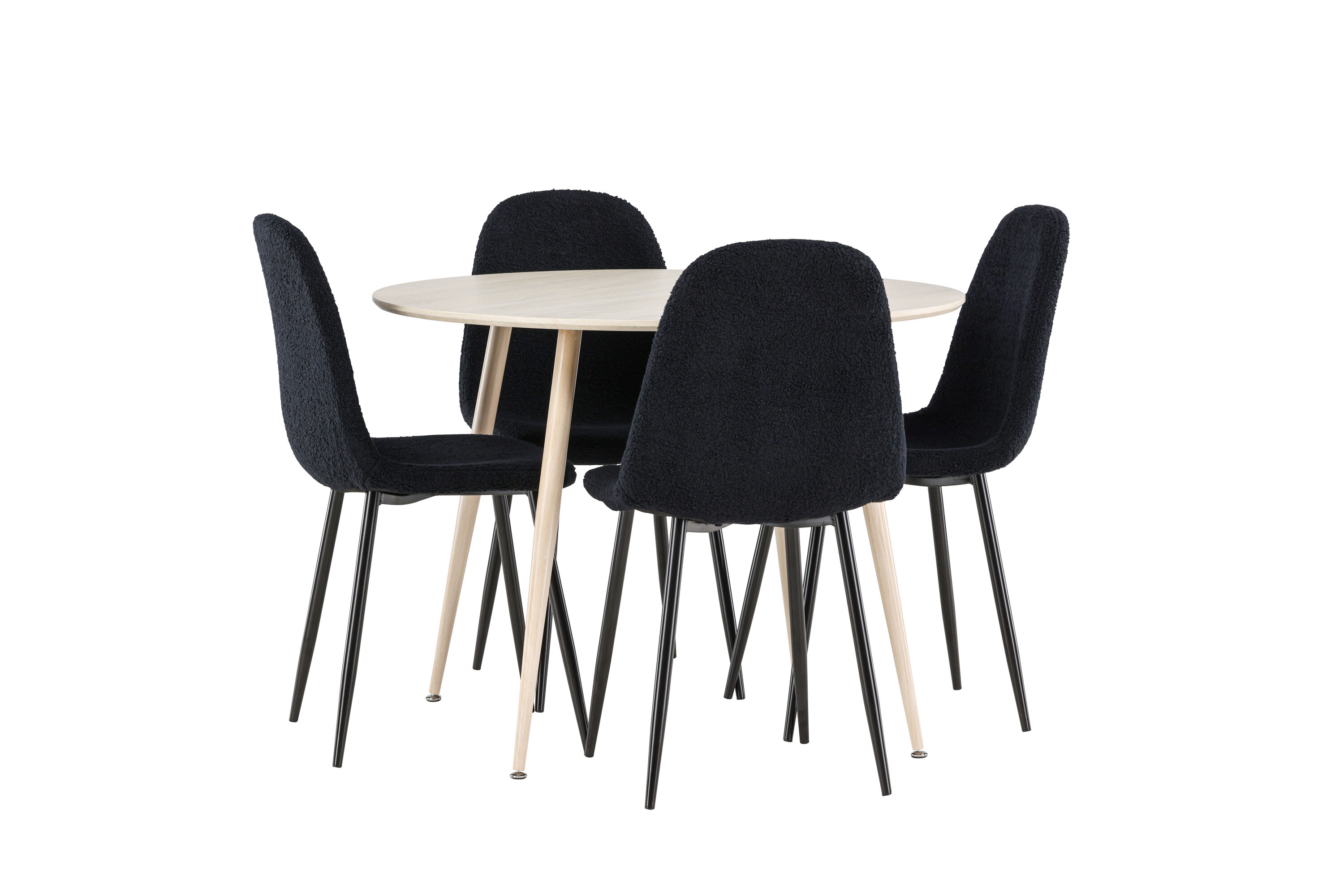 Plaza, Polar ensemble repas rond blanchi, noir sur fond clair