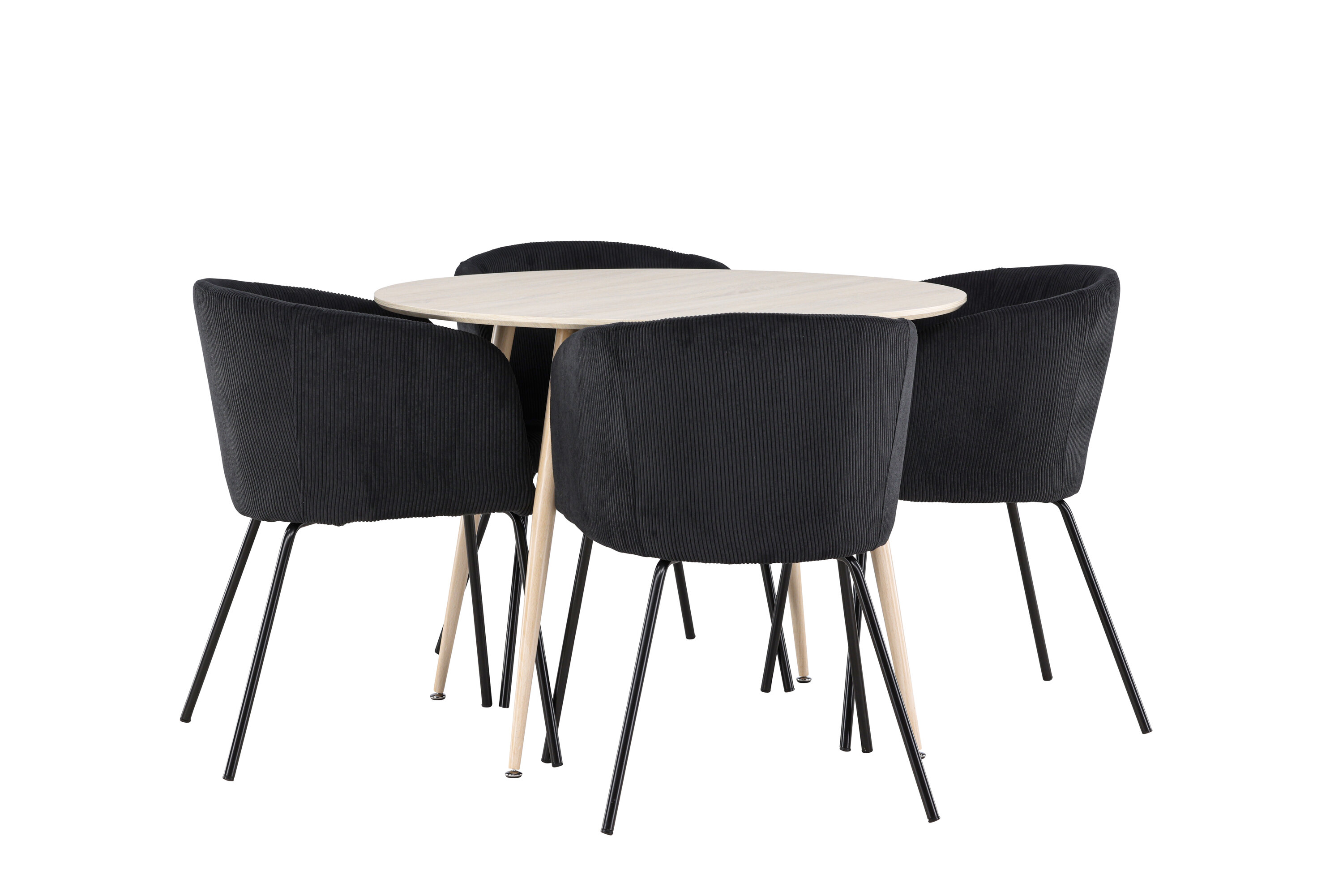 Plaza, Berit ensemble repas rond blanchi, noir sur fond clair