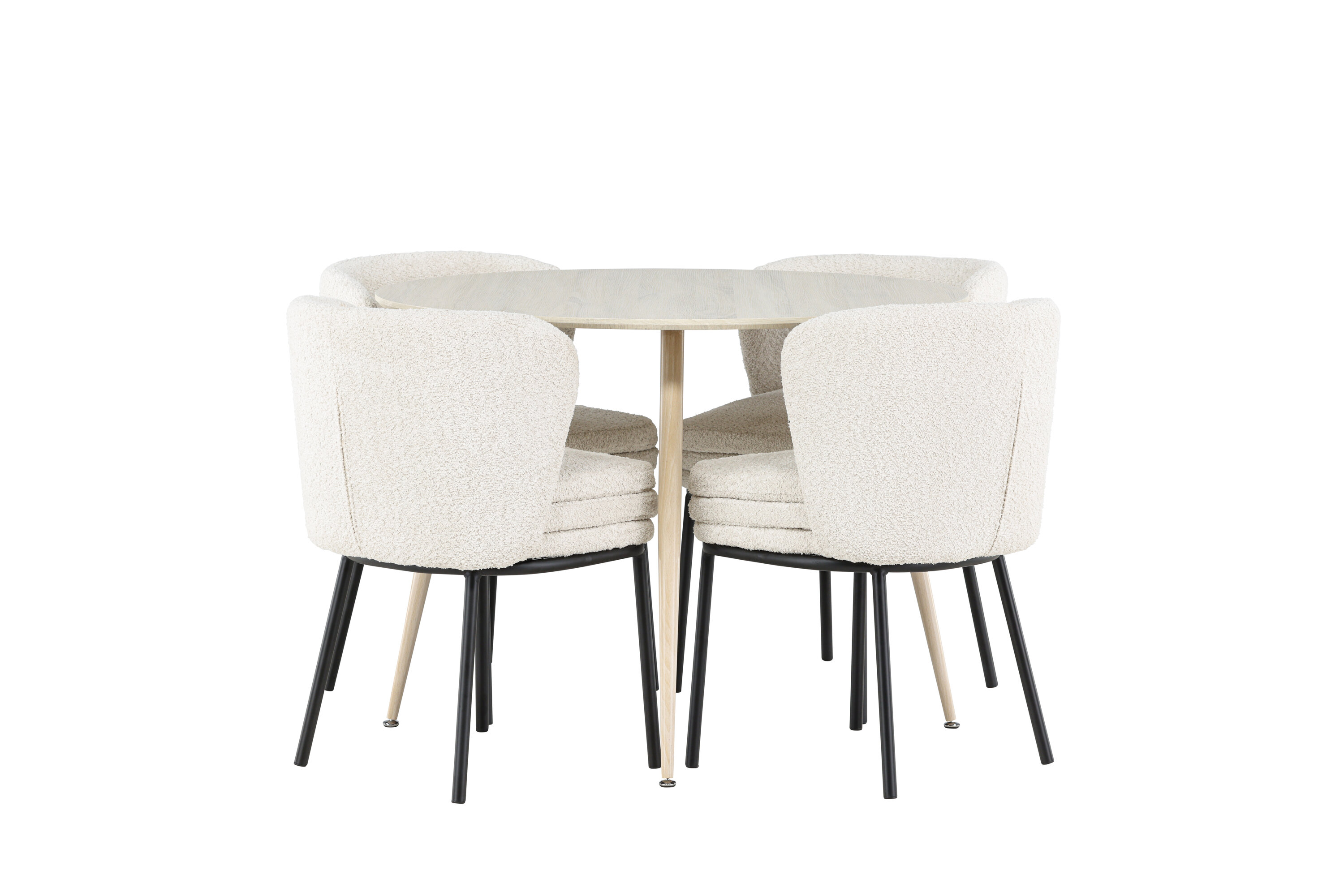 Plaza, Agnes ensemble repas rond blanchi, noir, blanc sur fond clair