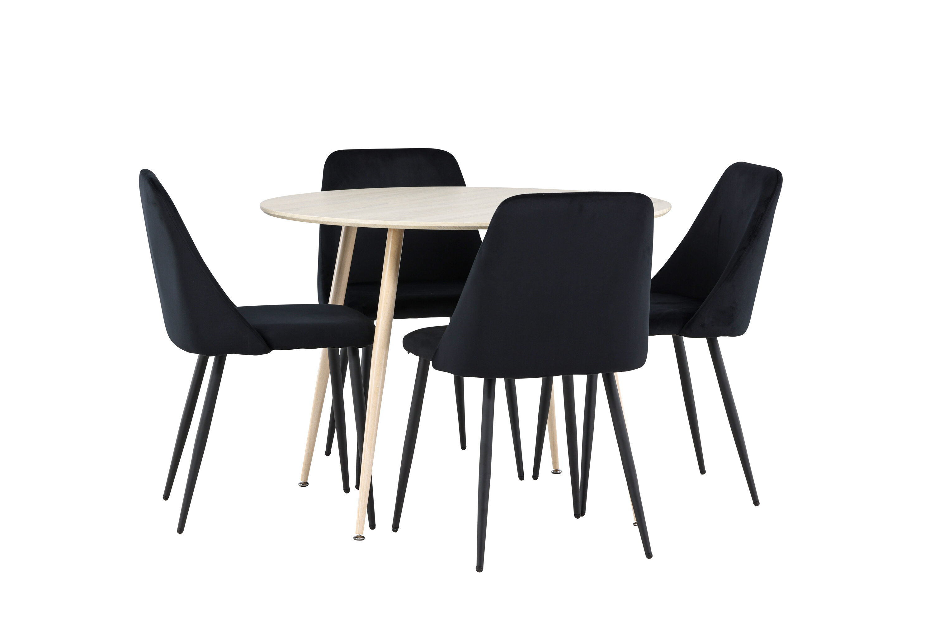 Plaza, Night ensemble repas rond blanchi, noir sur fond clair