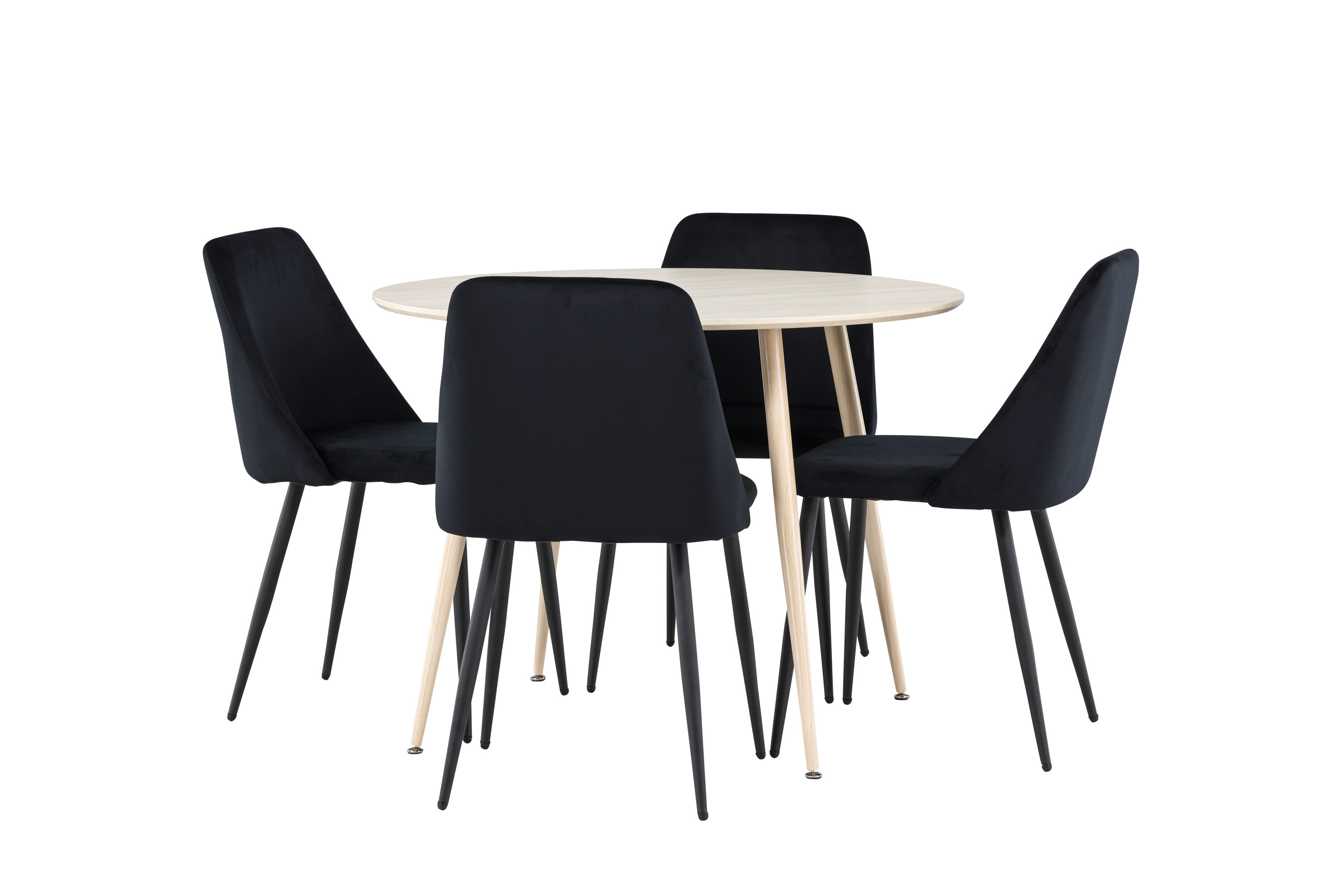 Plaza, Night ensemble repas rond blanchi, noir sur fond clair