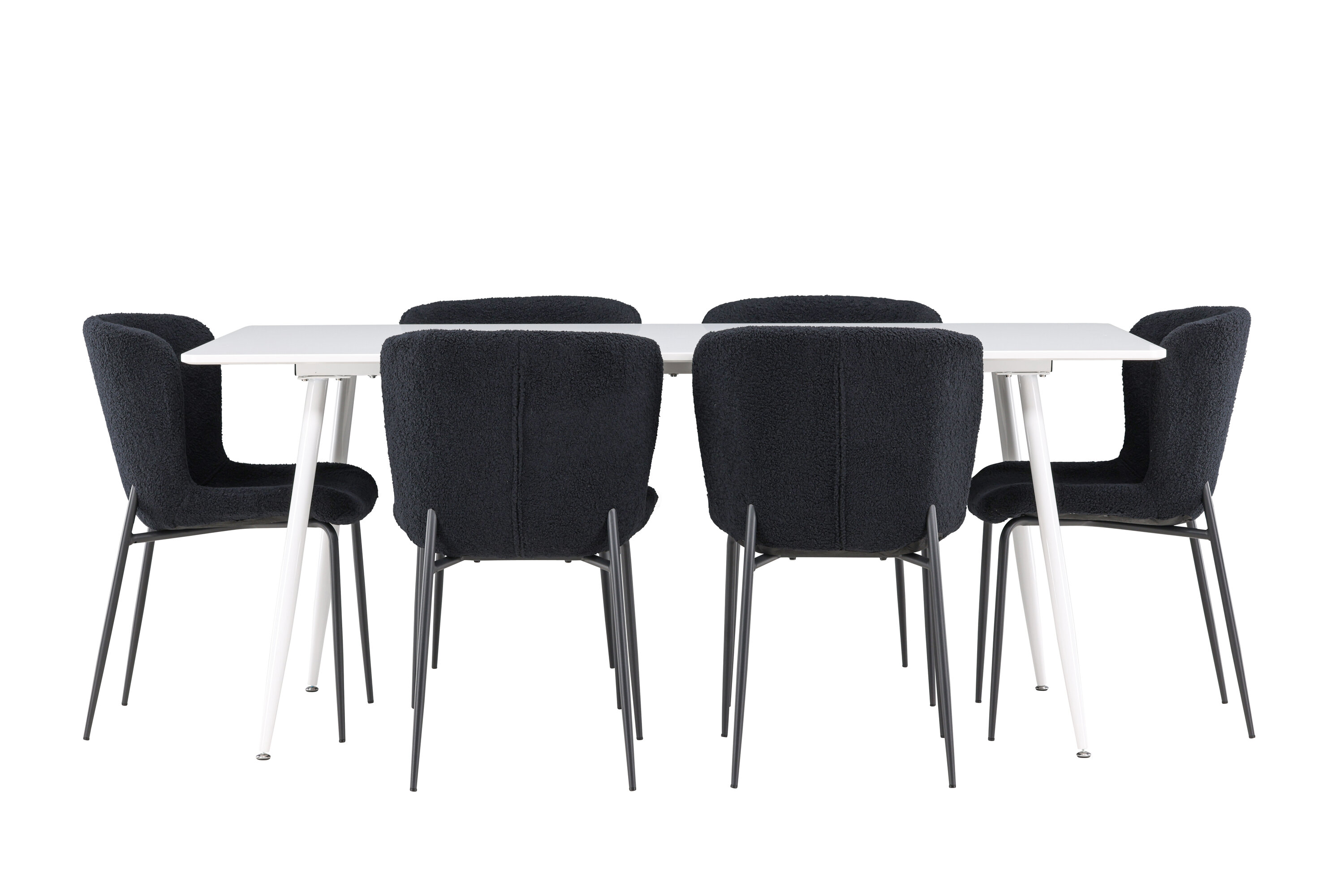 Silar, Modesto ensemble repas rectangulaire blanc, noir sur fond clair
