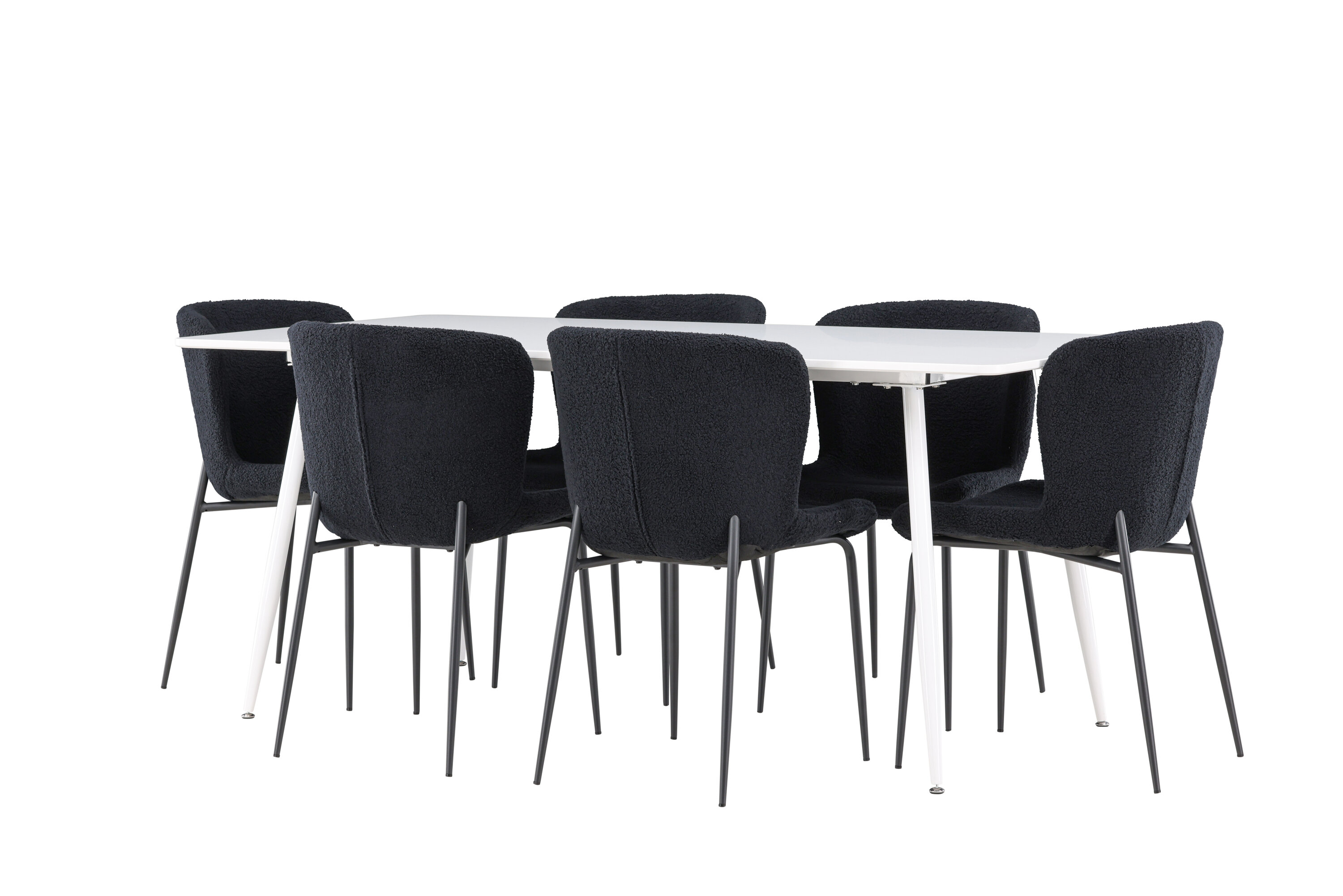 Silar, Modesto ensemble repas rectangulaire blanc, noir sur fond clair