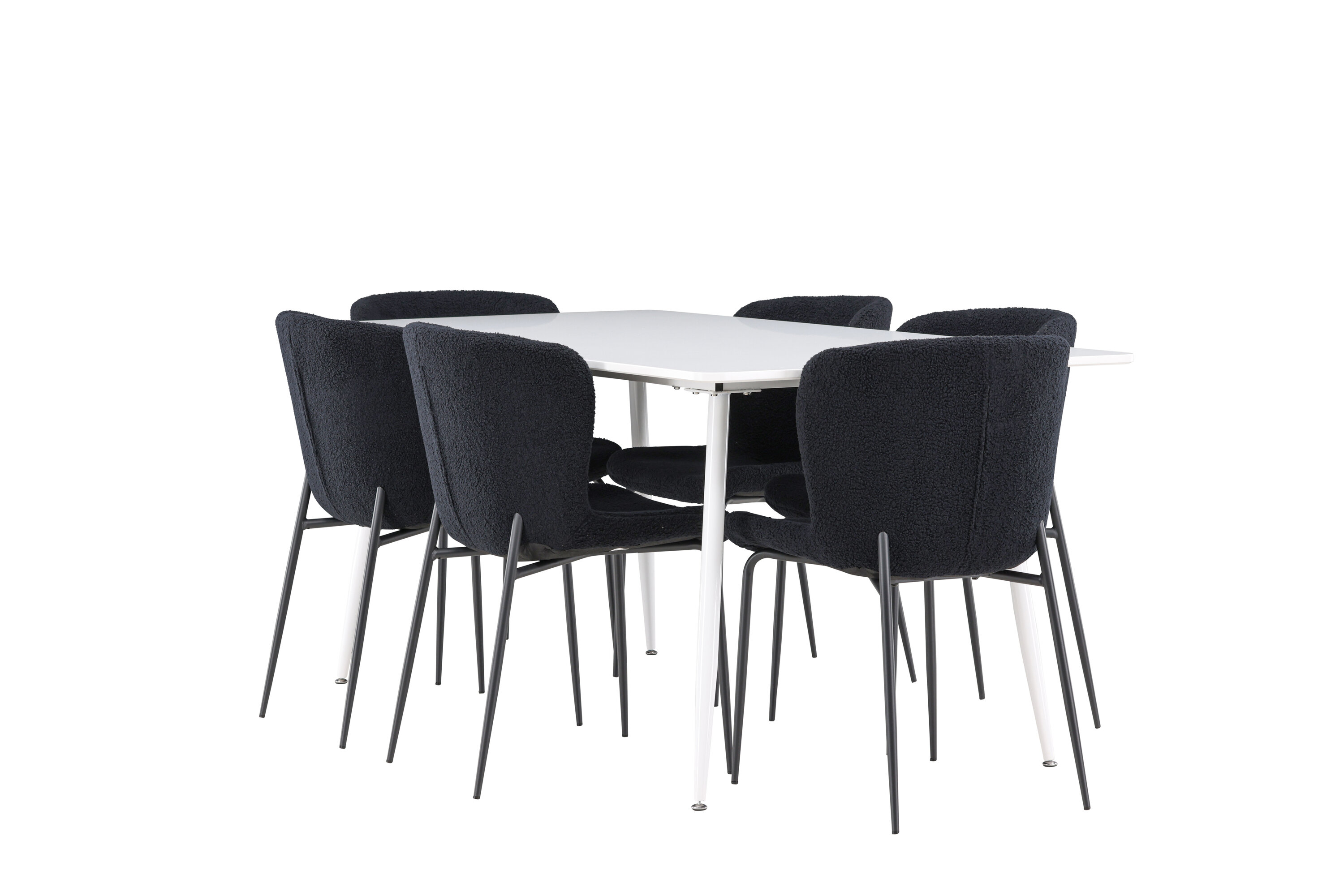 Silar, Modesto ensemble repas rectangulaire blanc, noir sur fond clair