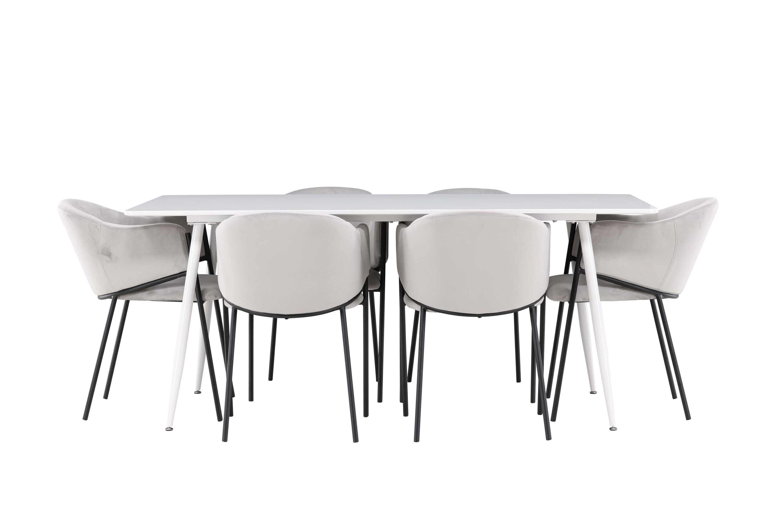 Silar, Evelina ensemble repas rectangulaire blanc, noir, gris sur fond clair