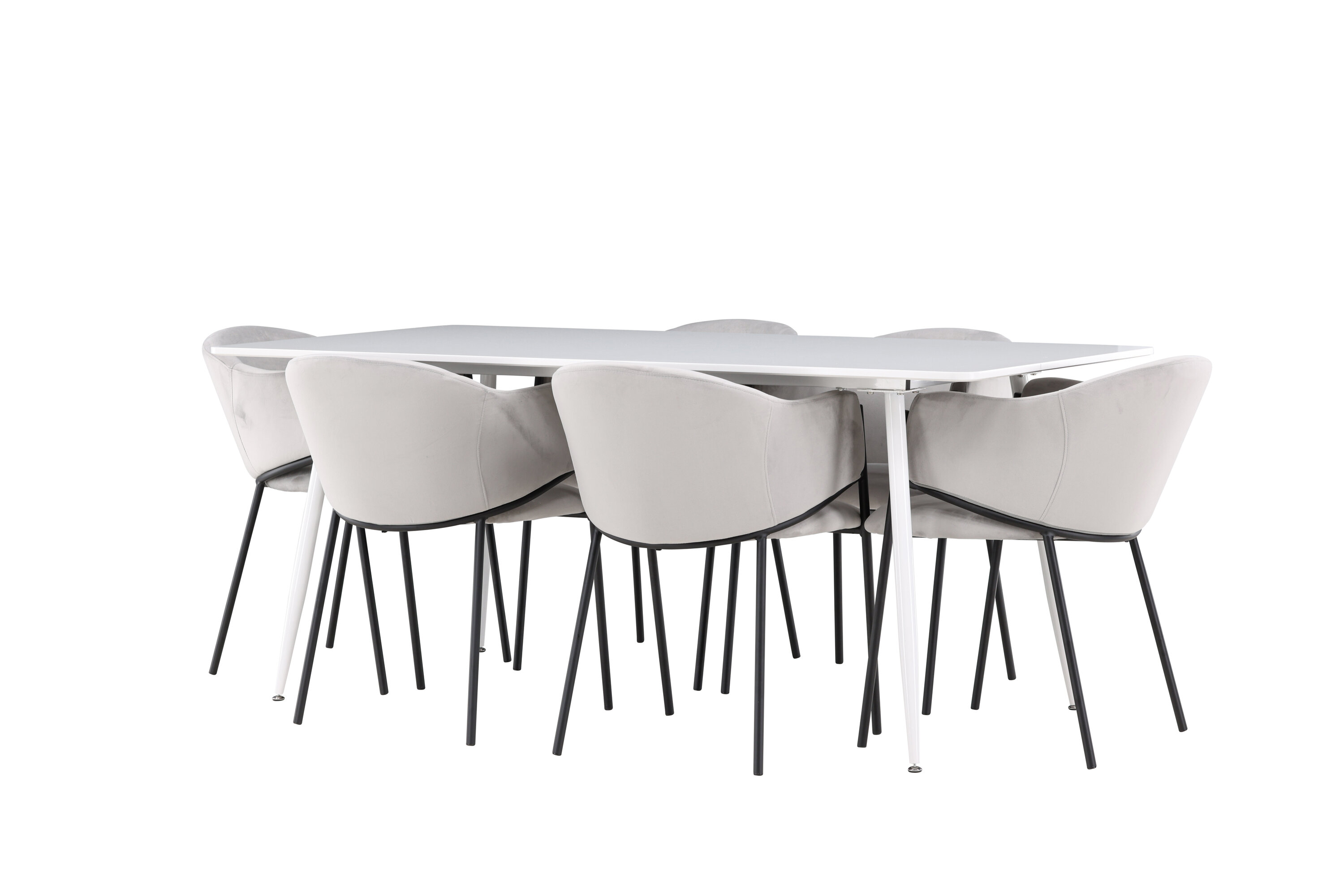 Silar, Evelina ensemble repas rectangulaire blanc, noir, gris sur fond clair