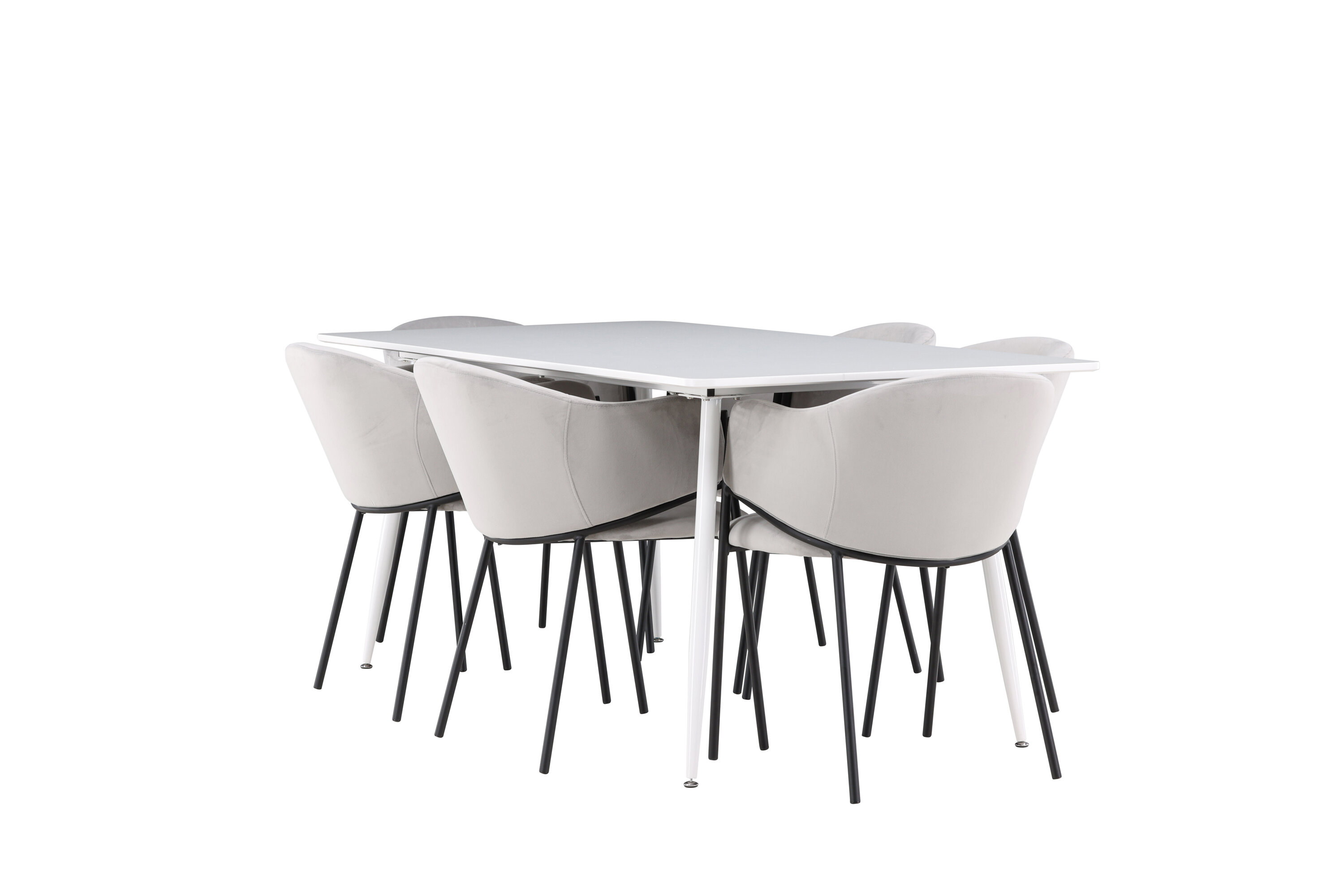 Silar, Evelina ensemble repas rectangulaire blanc, noir, gris sur fond clair