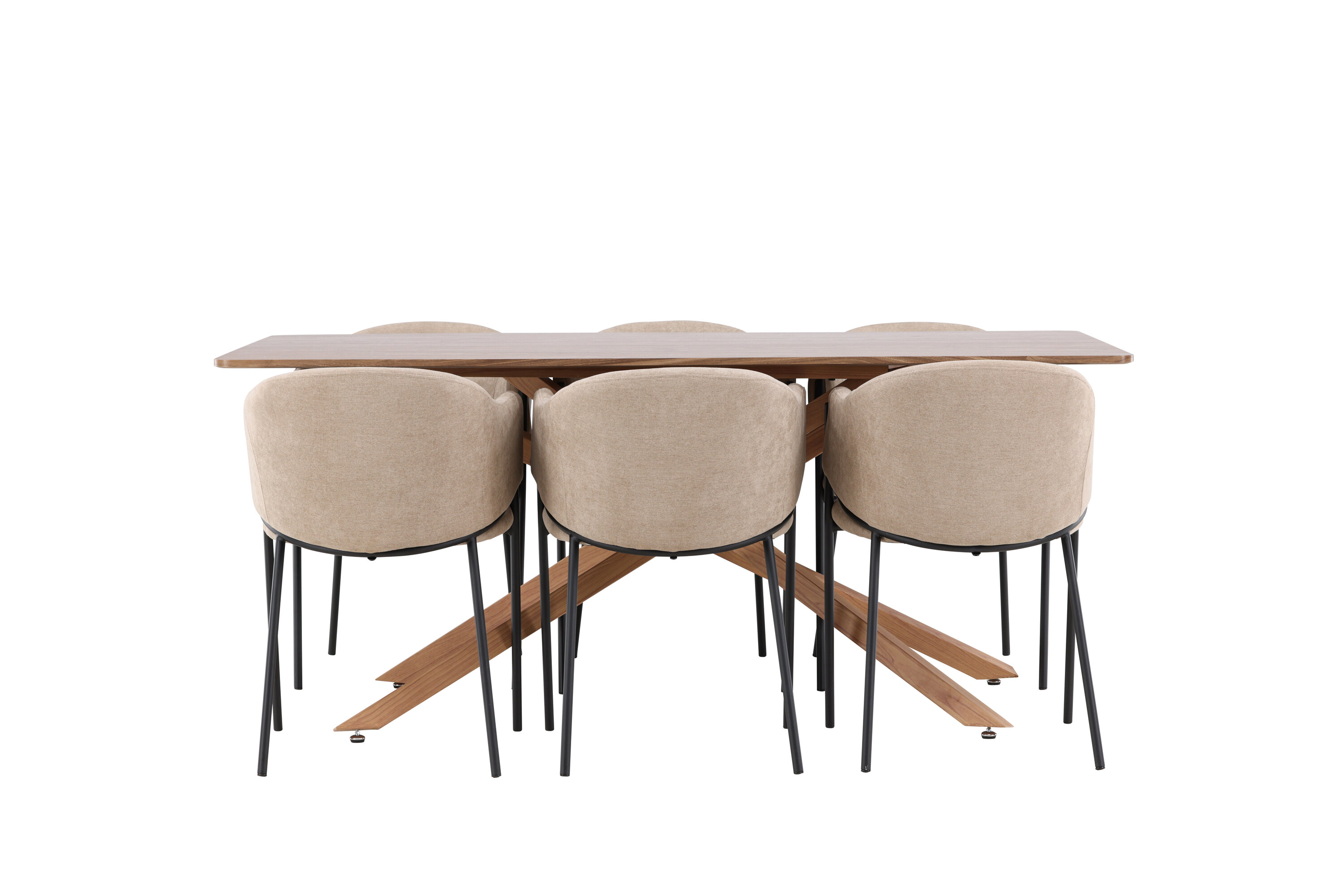 Piazza, Evelina ensemble repas rectangulaire moka, beige, noir sur fond clair