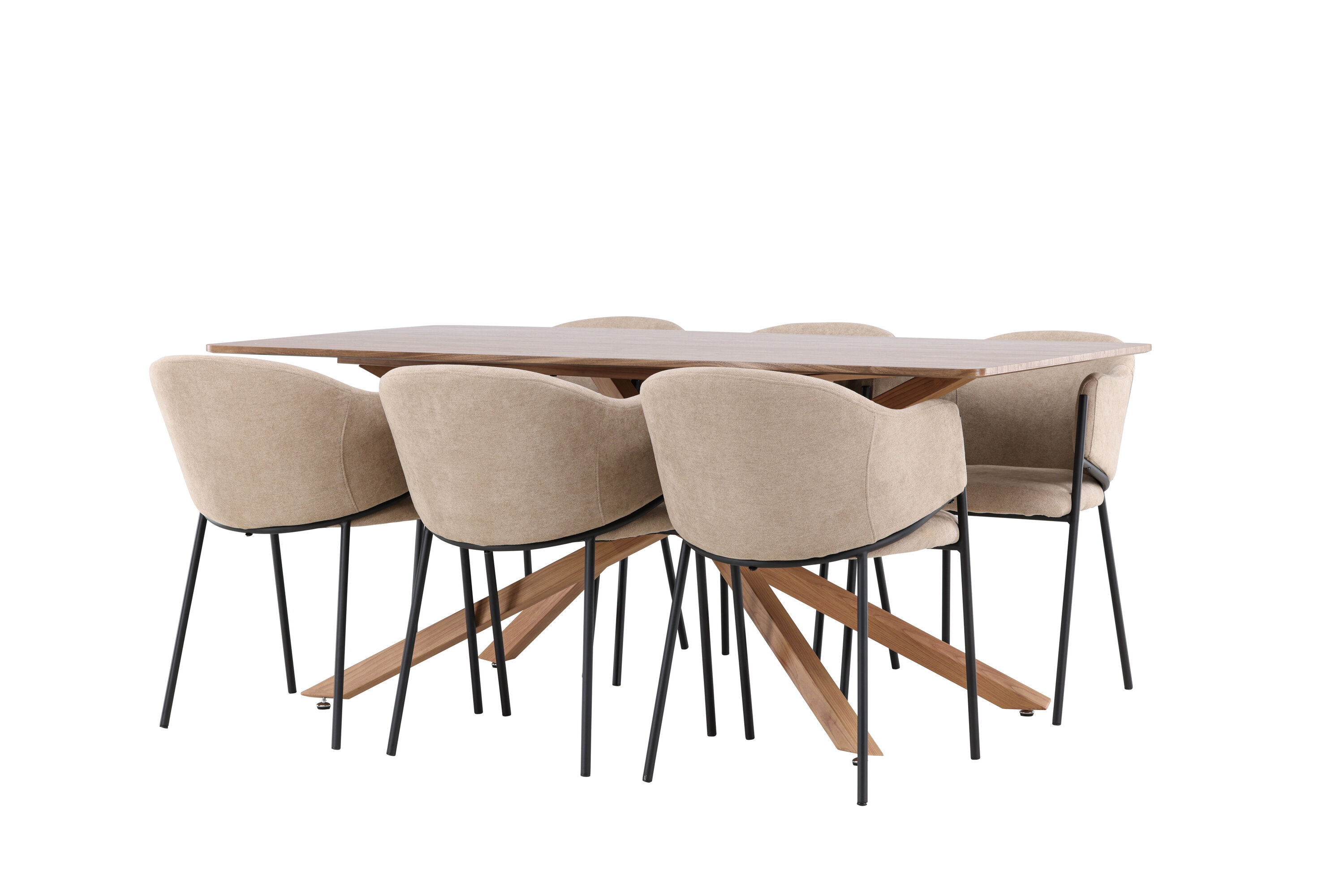 Piazza, Evelina ensemble repas rectangulaire moka, beige, noir sur fond clair