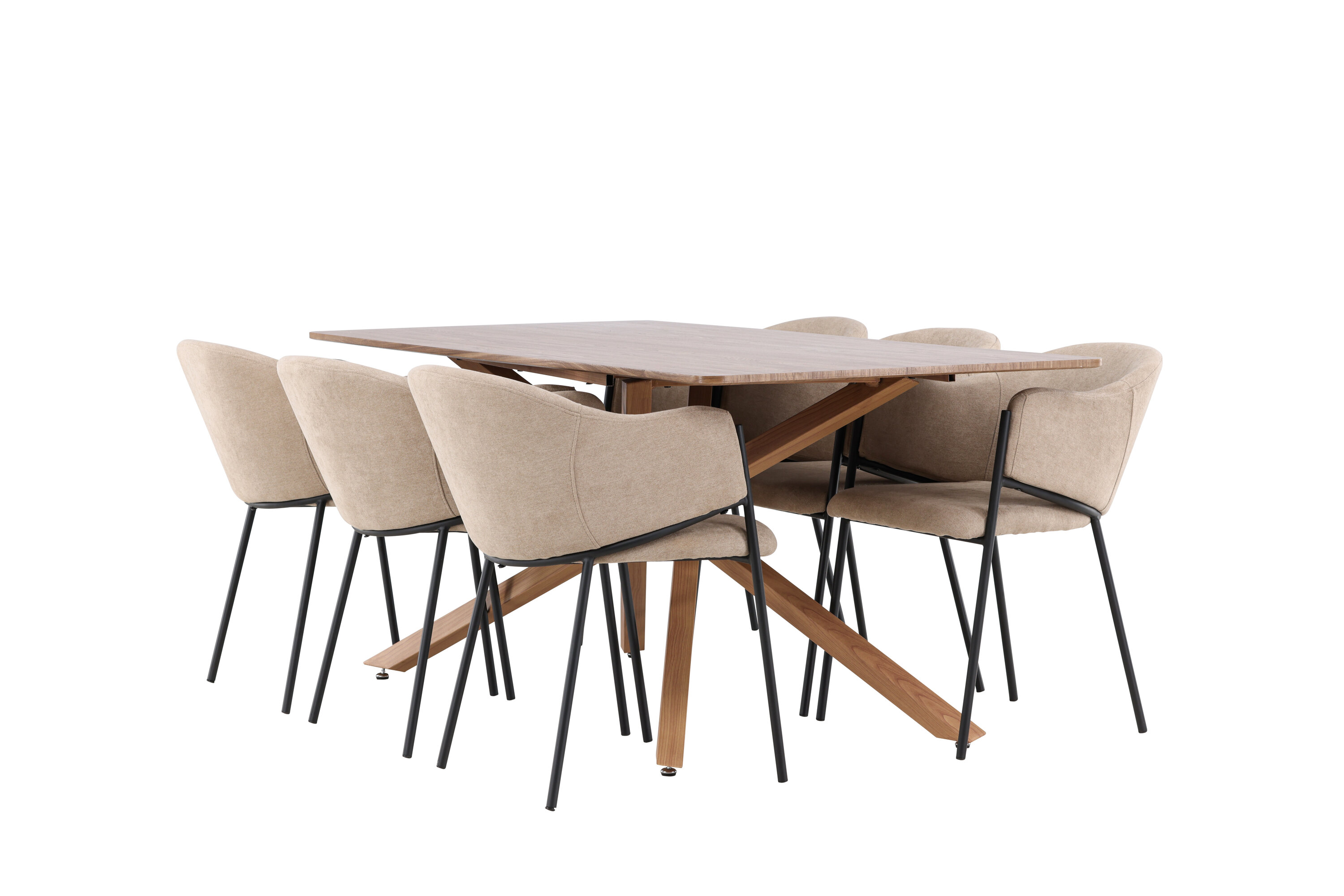 Piazza, Evelina ensemble repas rectangulaire moka, beige, noir sur fond clair