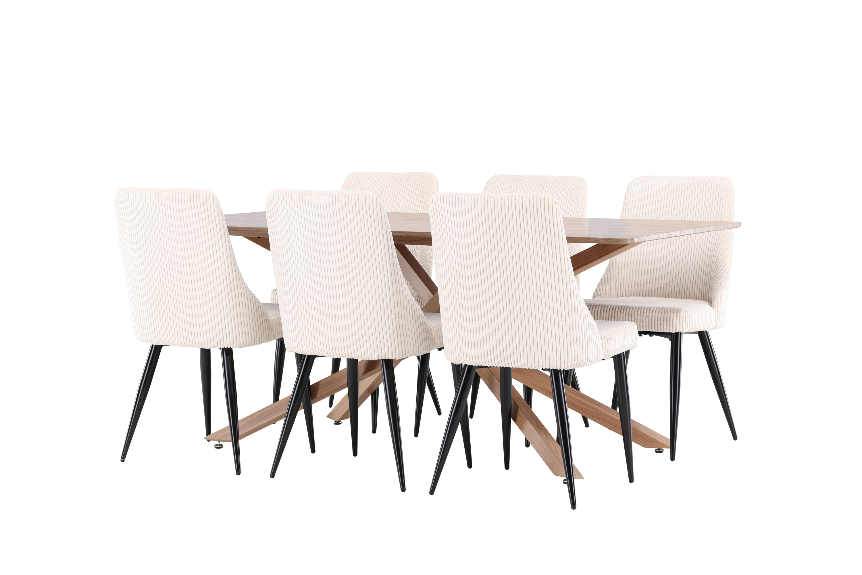 Piazza, Leone ensemble repas rectangulaire moka, beige, noir sur fond clair