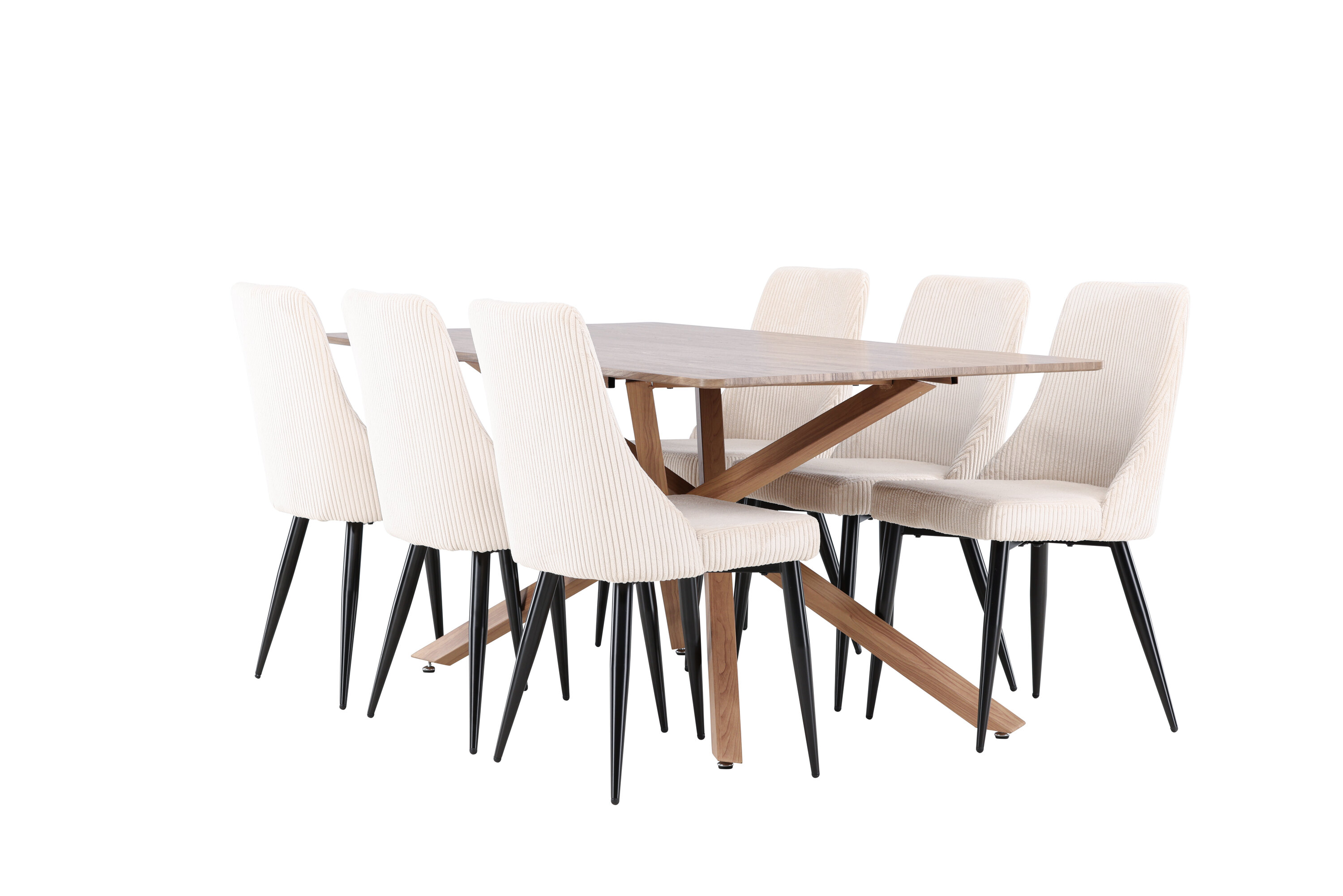 Piazza, Leone ensemble repas rectangulaire moka, beige, noir sur fond clair