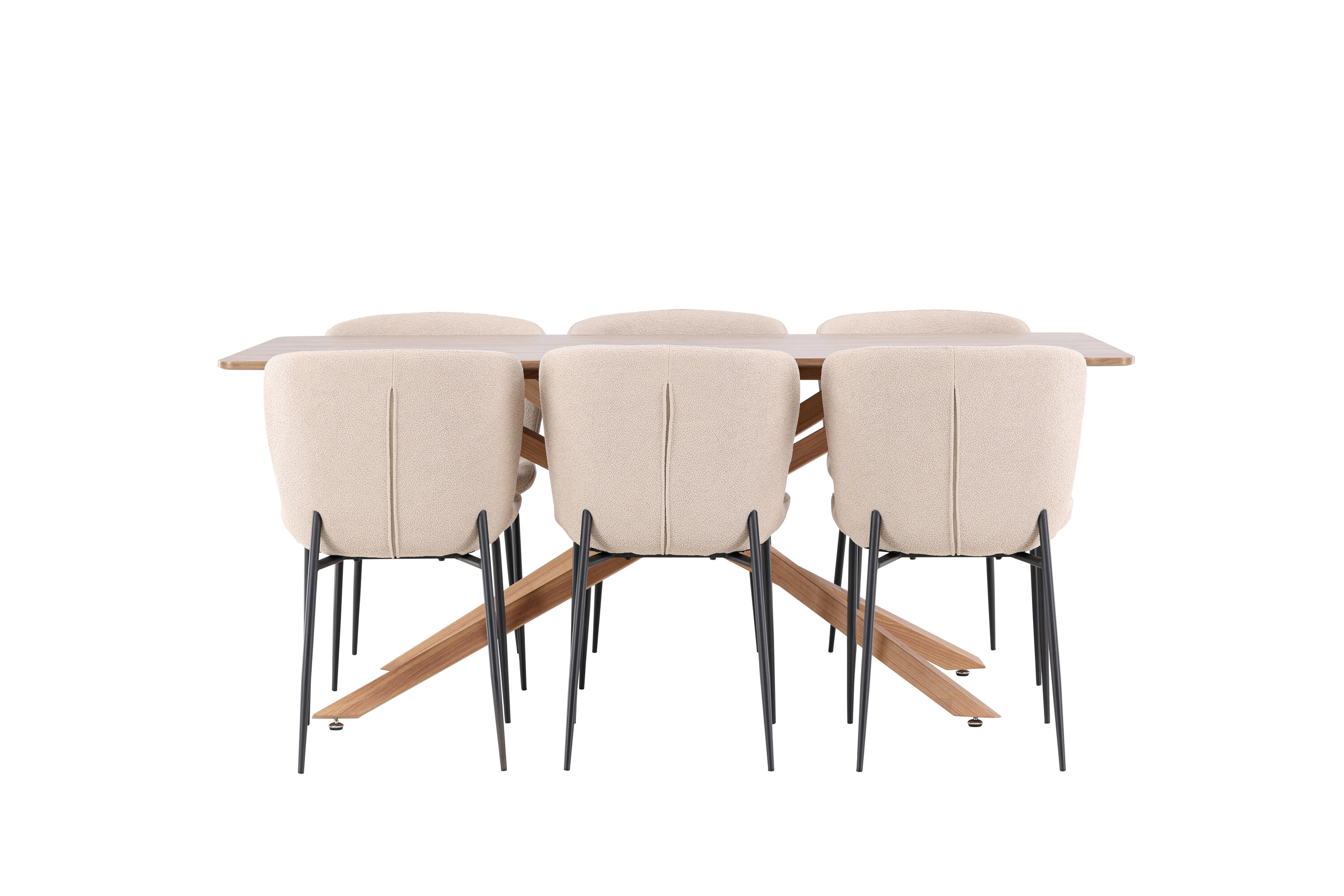 Piazza, Modesto ensemble repas rectangulaire moka, beige, noir sur fond clair