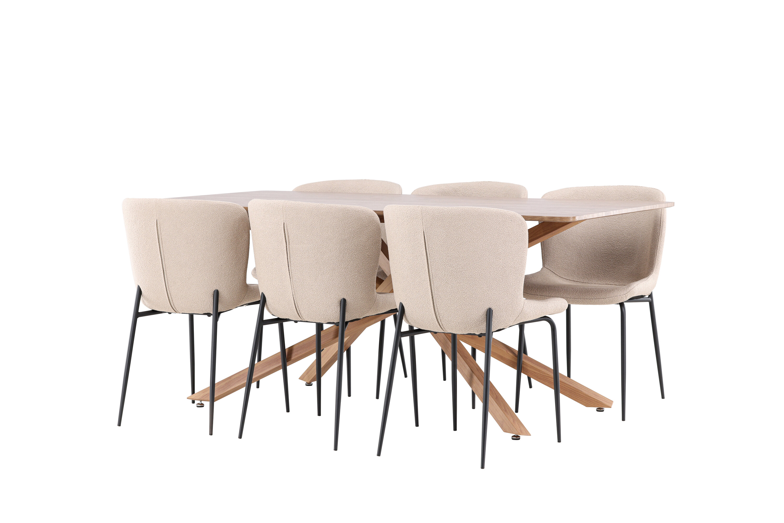 Piazza, Modesto ensemble repas rectangulaire moka, beige, noir sur fond clair