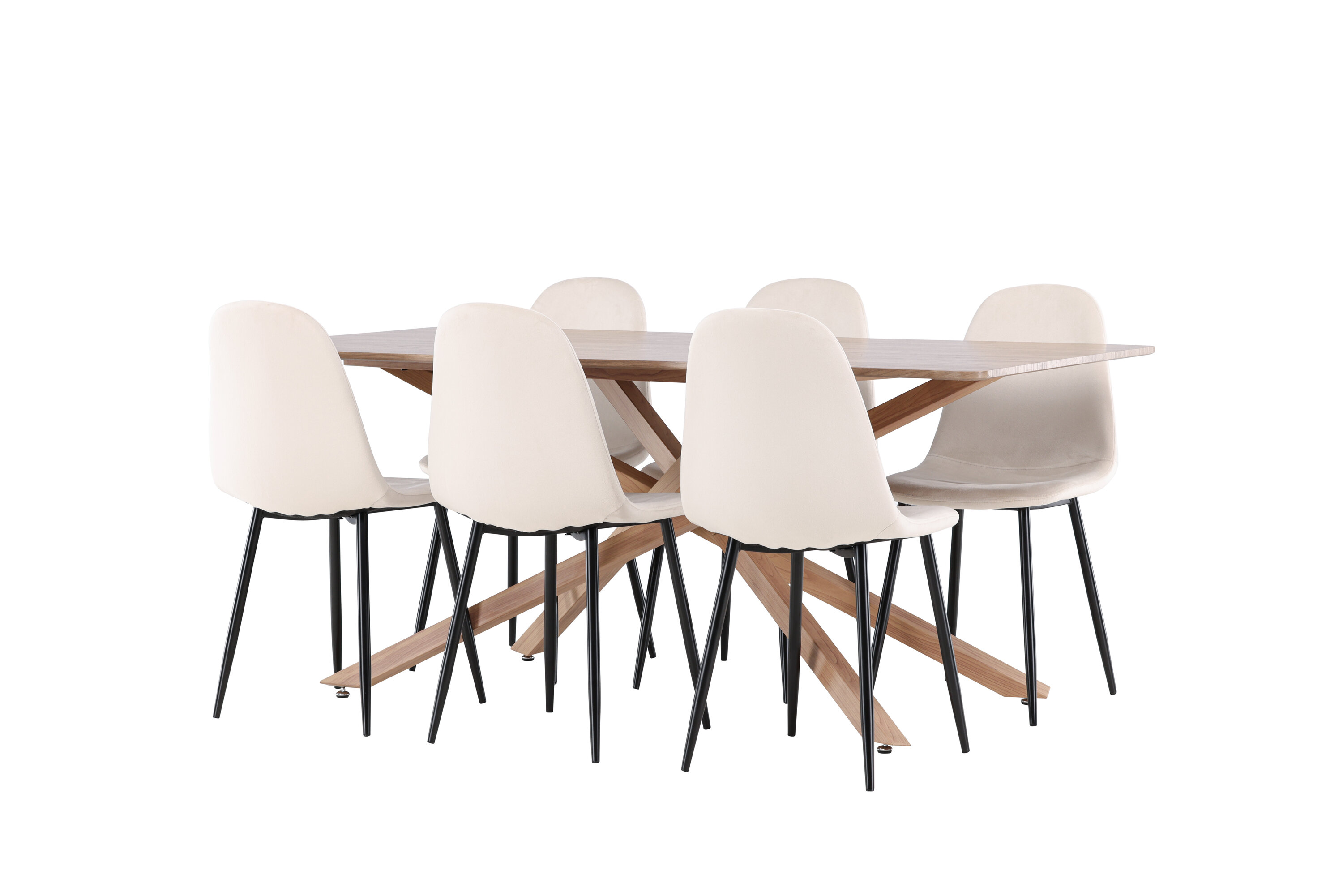 Piazza, Polar ensemble repas rectangulaire moka, beige, noir sur fond clair