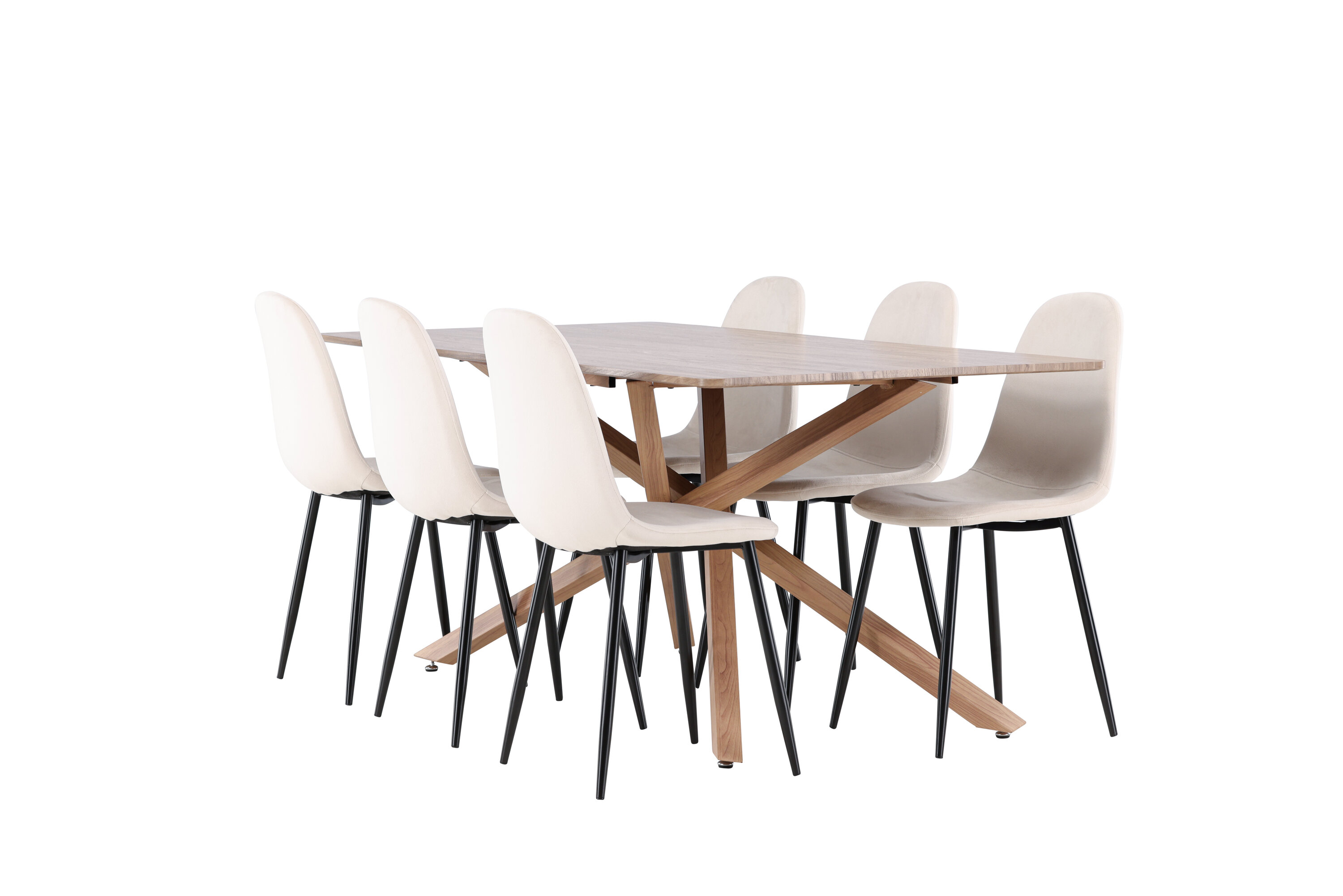 Piazza, Polar ensemble repas rectangulaire moka, beige, noir sur fond clair