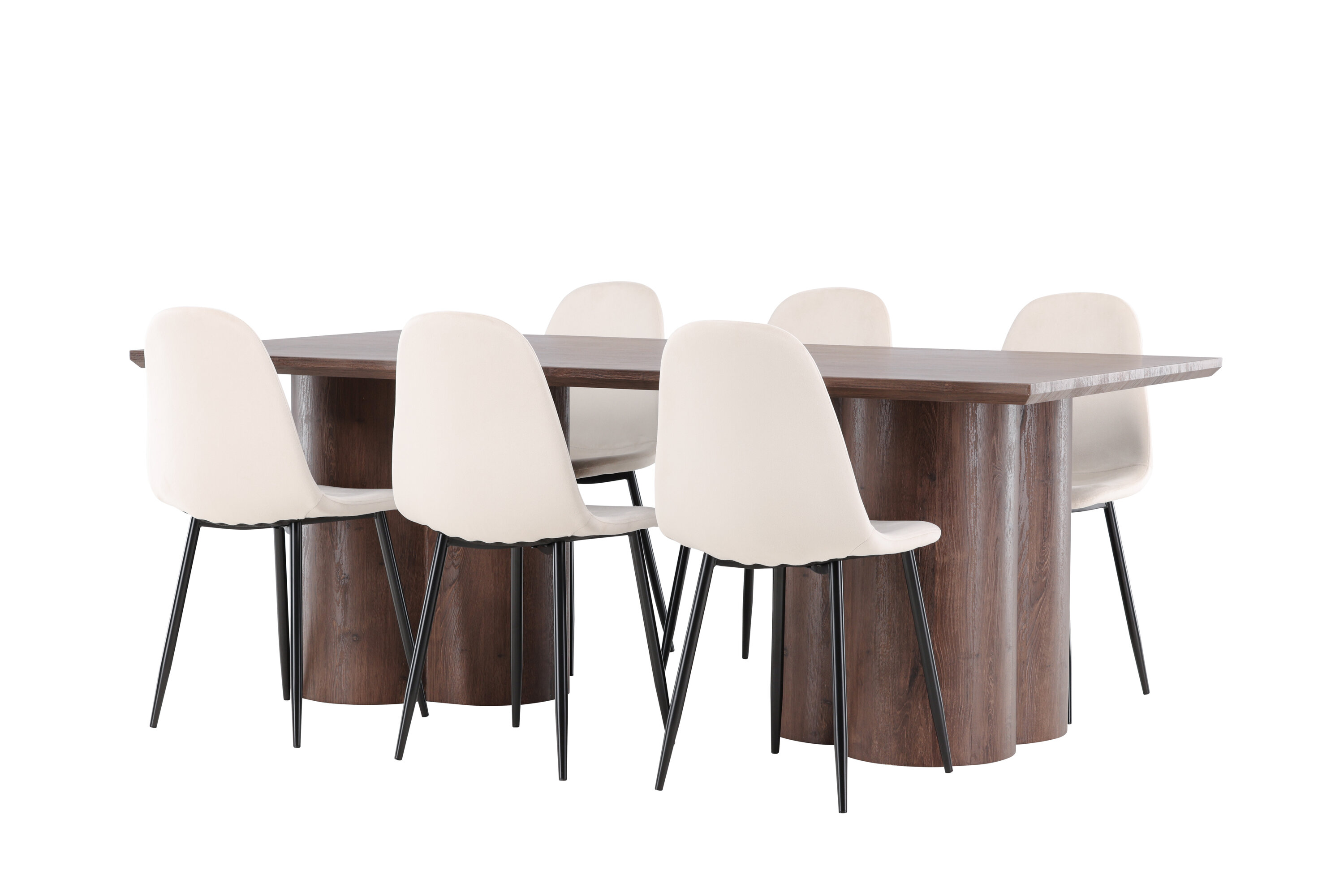 Olivia, Polar ensemble repas rectangulaire moka, beige, noir sur fond clair