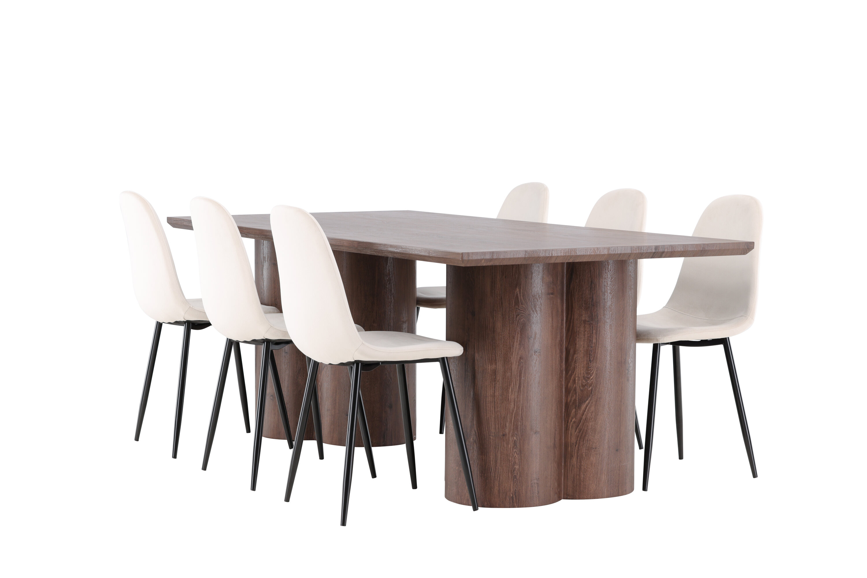 Olivia, Polar ensemble repas rectangulaire moka, beige, noir sur fond clair