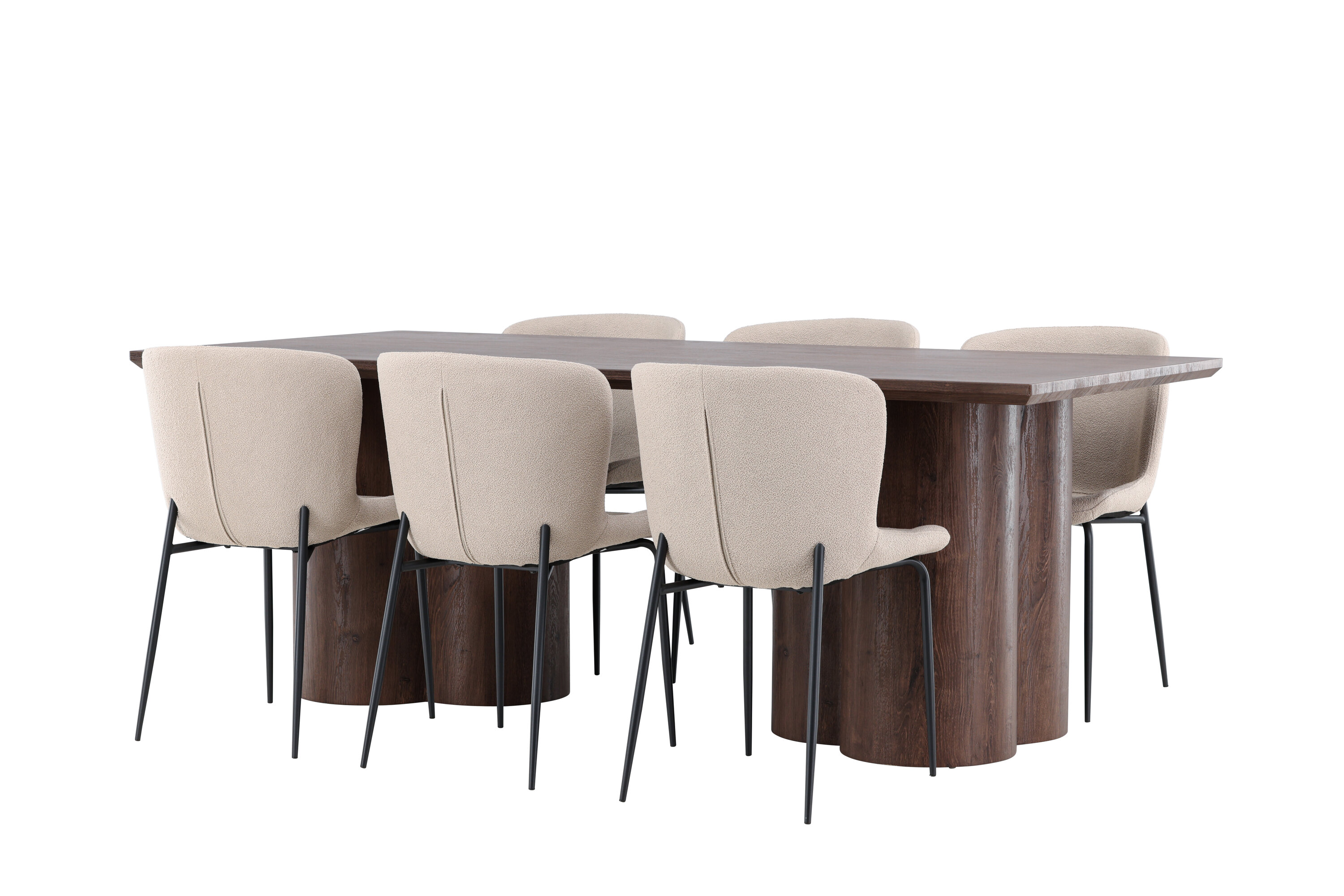 Olivia, Modesto ensemble repas rectangulaire moka, beige, noir sur fond clair