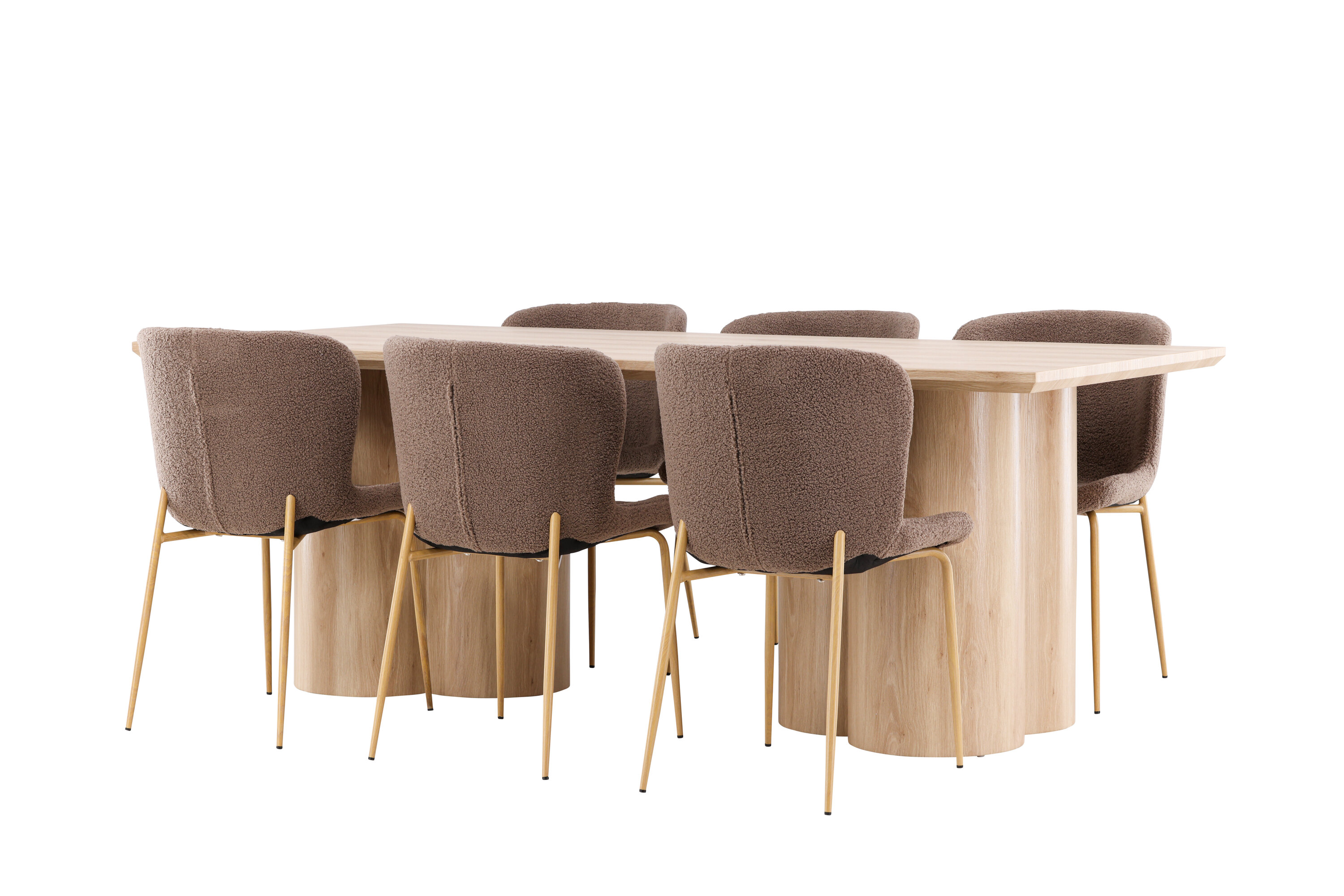 Olivia, Modesto ensemble repas rectangulaire naturel, marron, moka sur fond clair