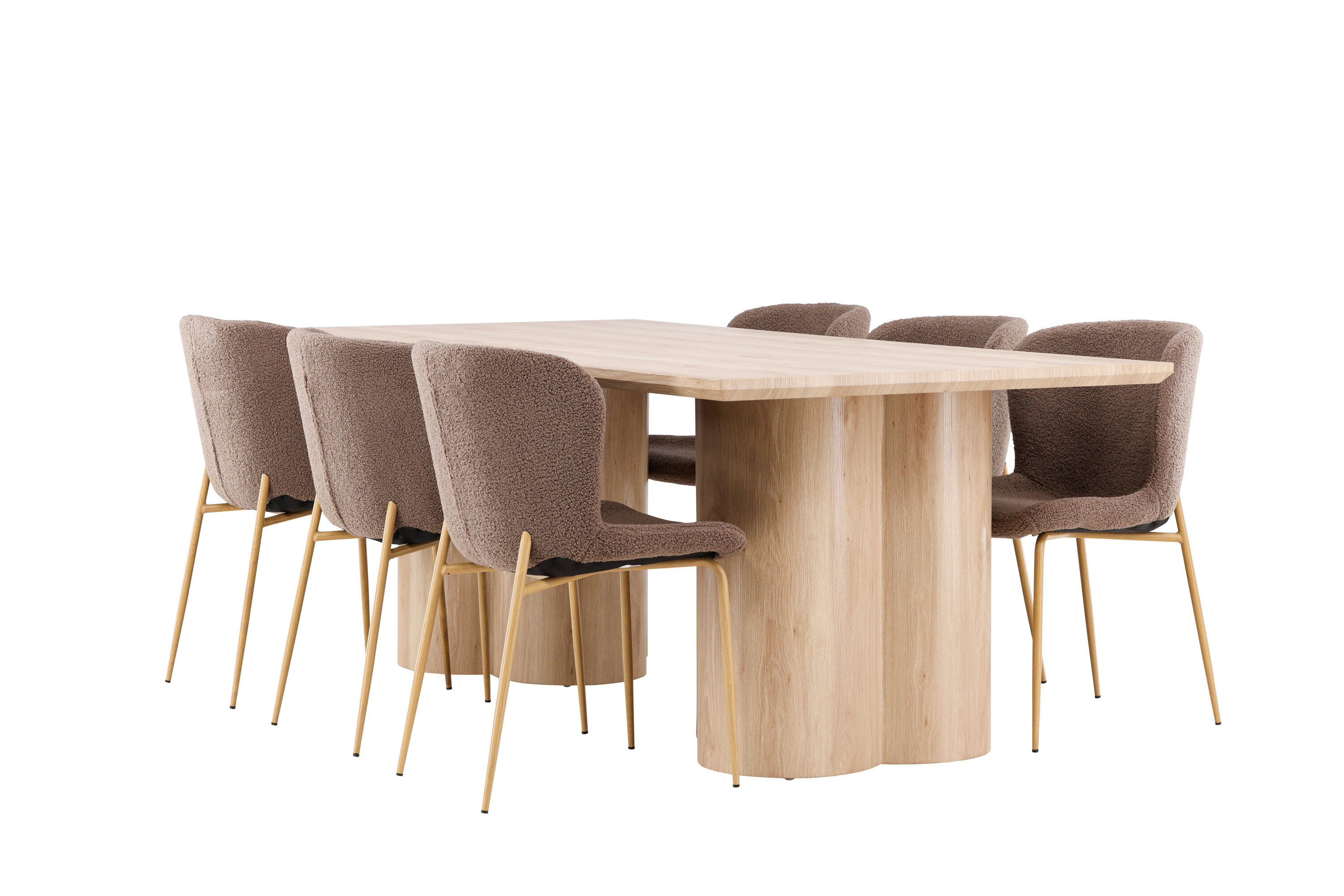 Olivia, Modesto ensemble repas rectangulaire naturel, marron, moka sur fond clair