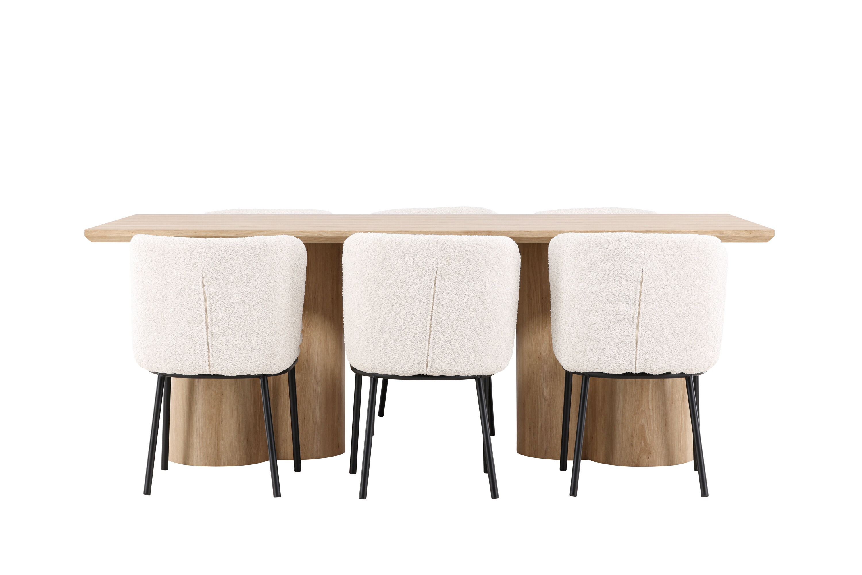 Olivia, Agnes ensemble repas rectangulaire naturel, noir, blanc sur fond clair