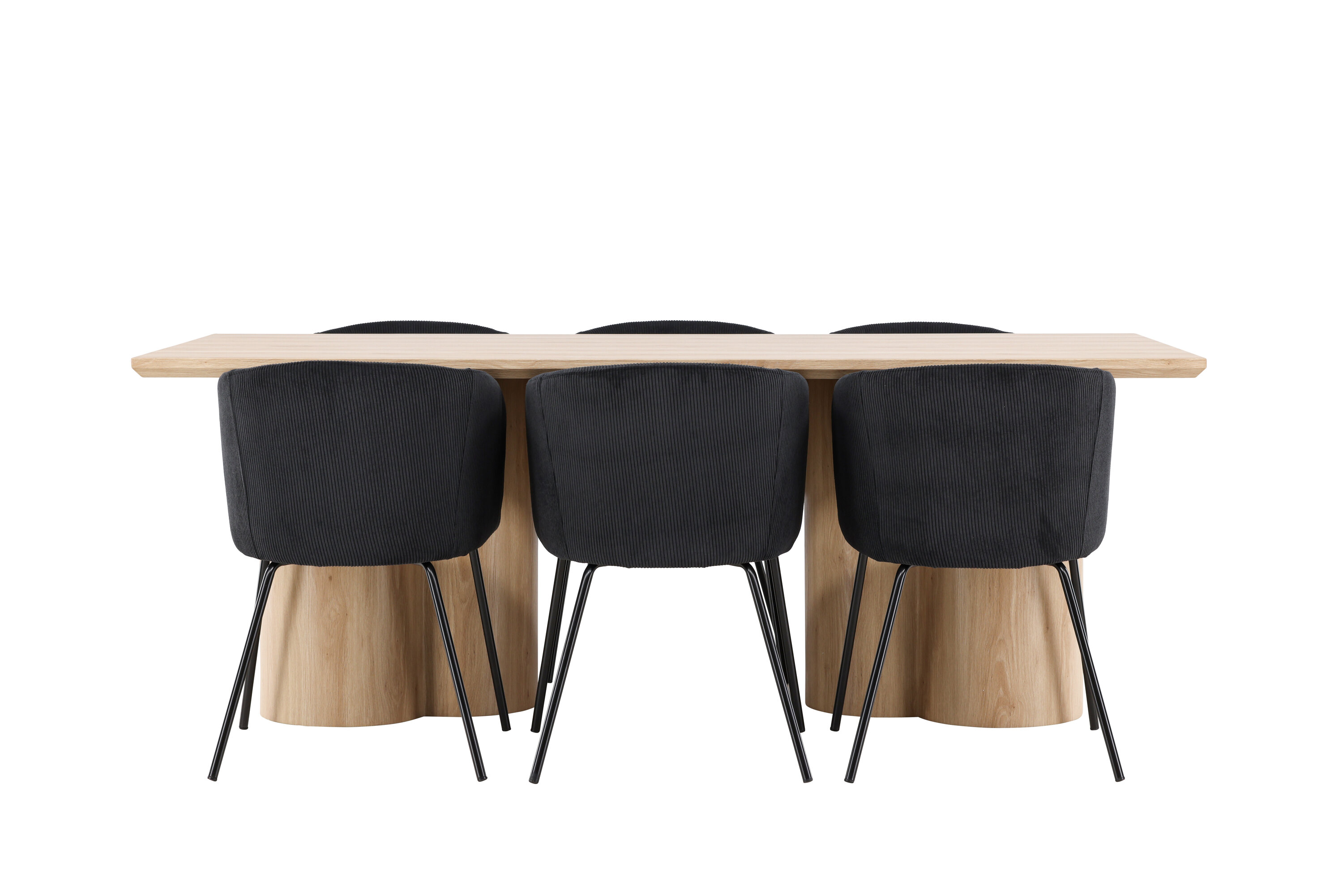 Olivia, Berit ensemble repas rectangulaire naturel, noir sur fond clair