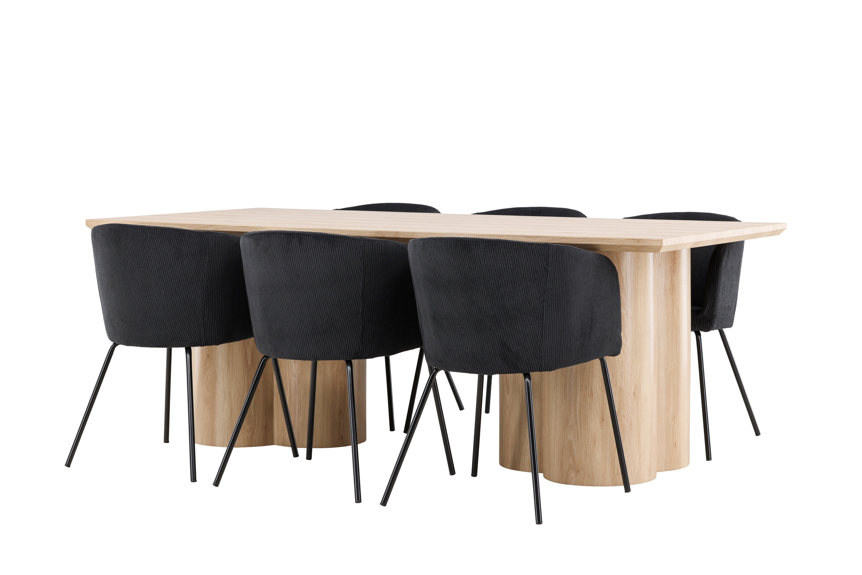 Olivia, Berit ensemble repas rectangulaire naturel, noir sur fond clair