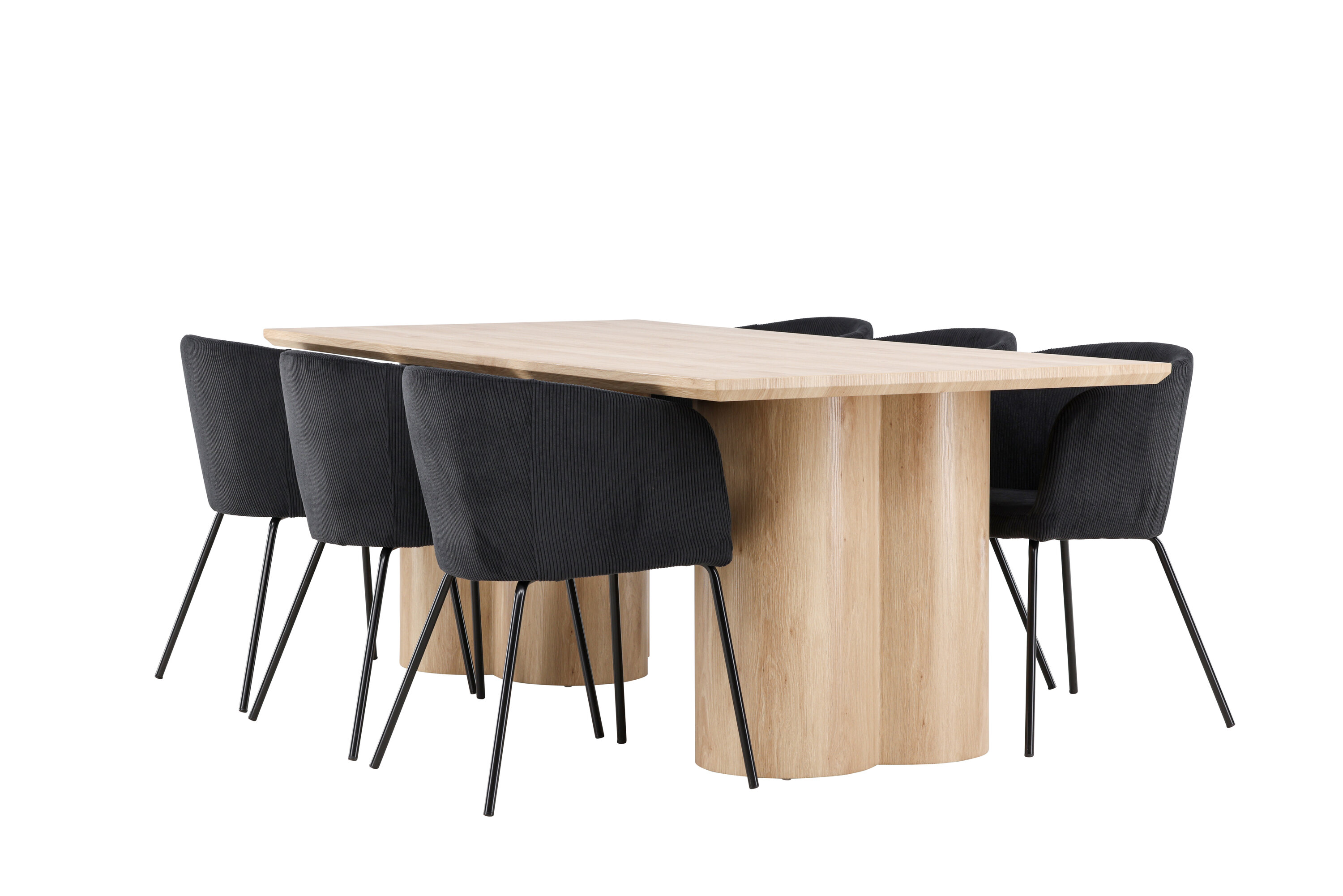 Olivia, Berit ensemble repas rectangulaire naturel, noir sur fond clair