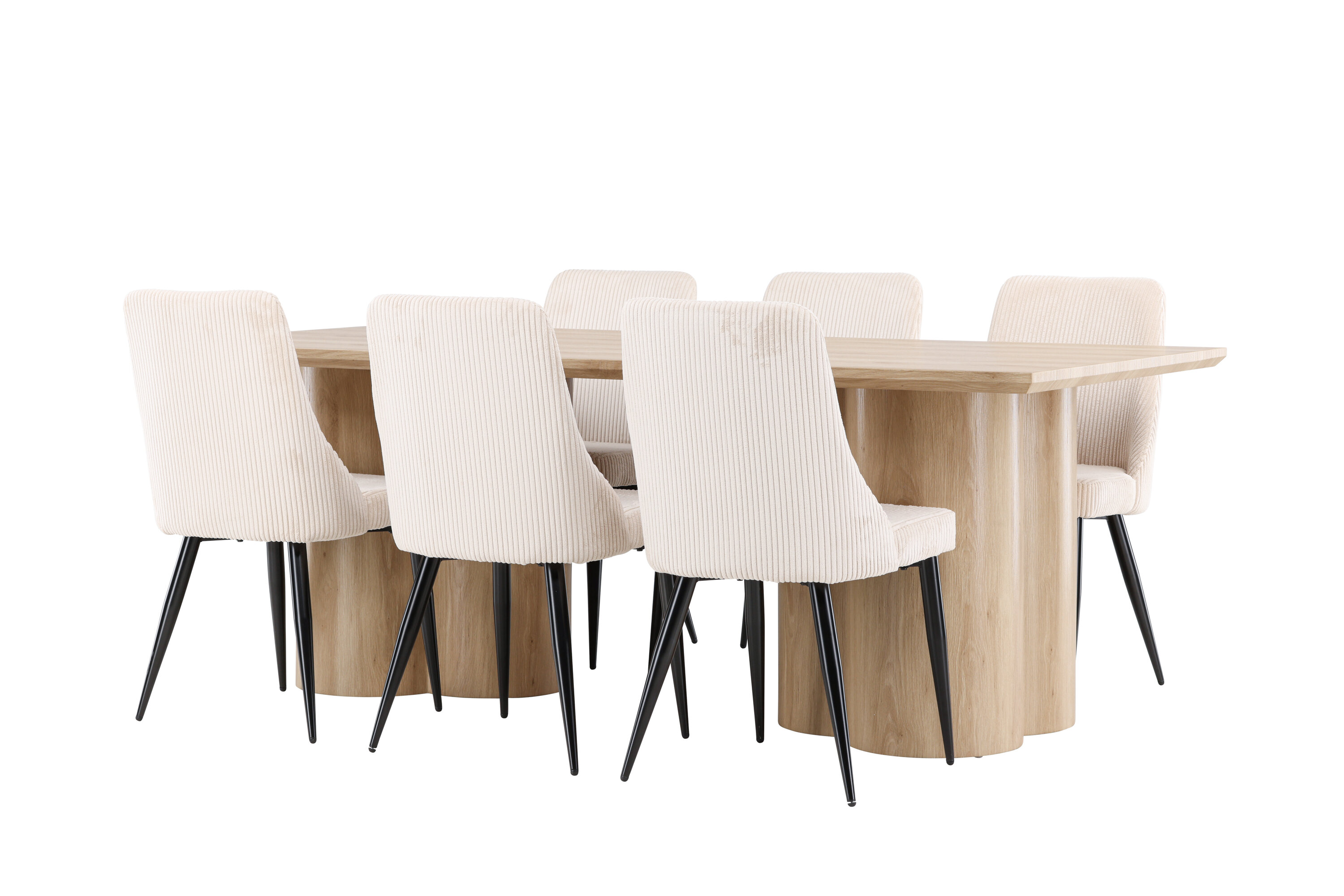 Olivia, Leone ensemble repas rectangulaire naturel, beige, noir sur fond clair