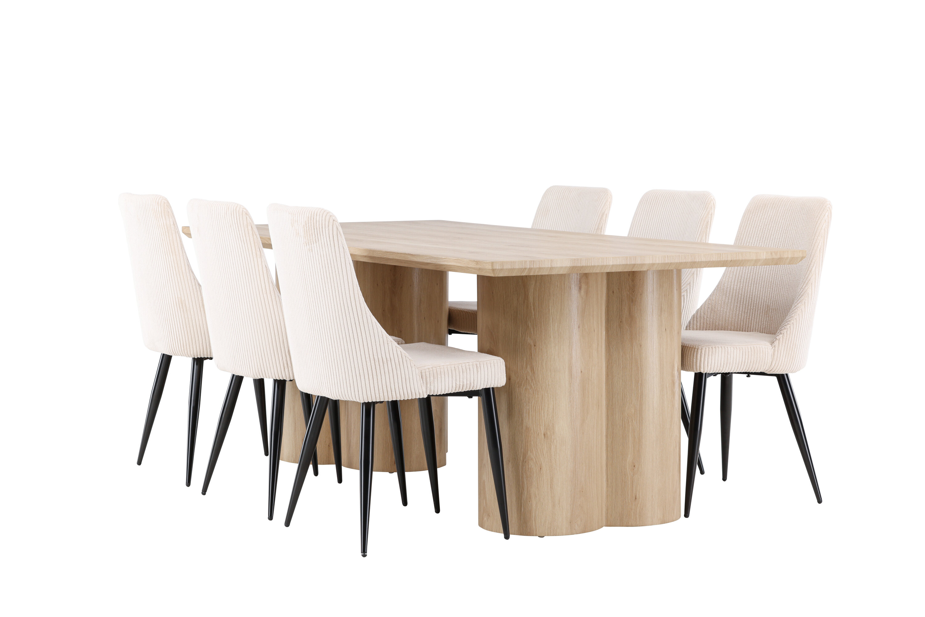 Olivia, Leone ensemble repas rectangulaire naturel, beige, noir sur fond clair