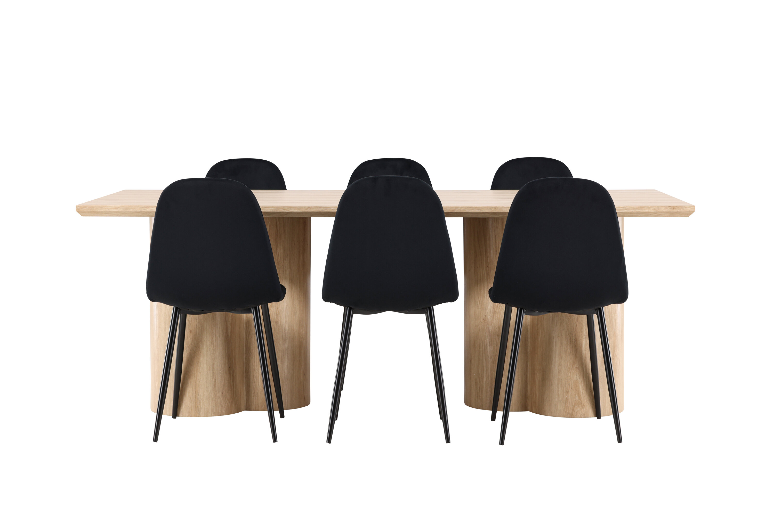 Olivia, Polar ensemble repas rectangulaire naturel, noir sur fond clair
